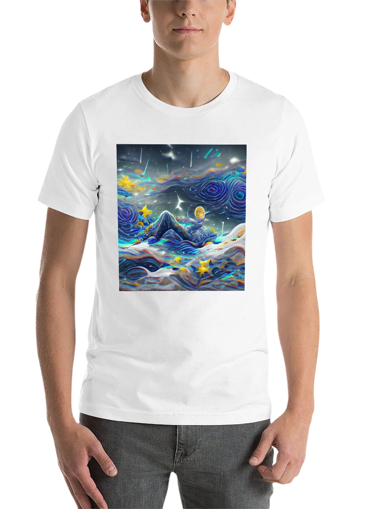 Black Starry Night Dreamscape T-Shirt view 14