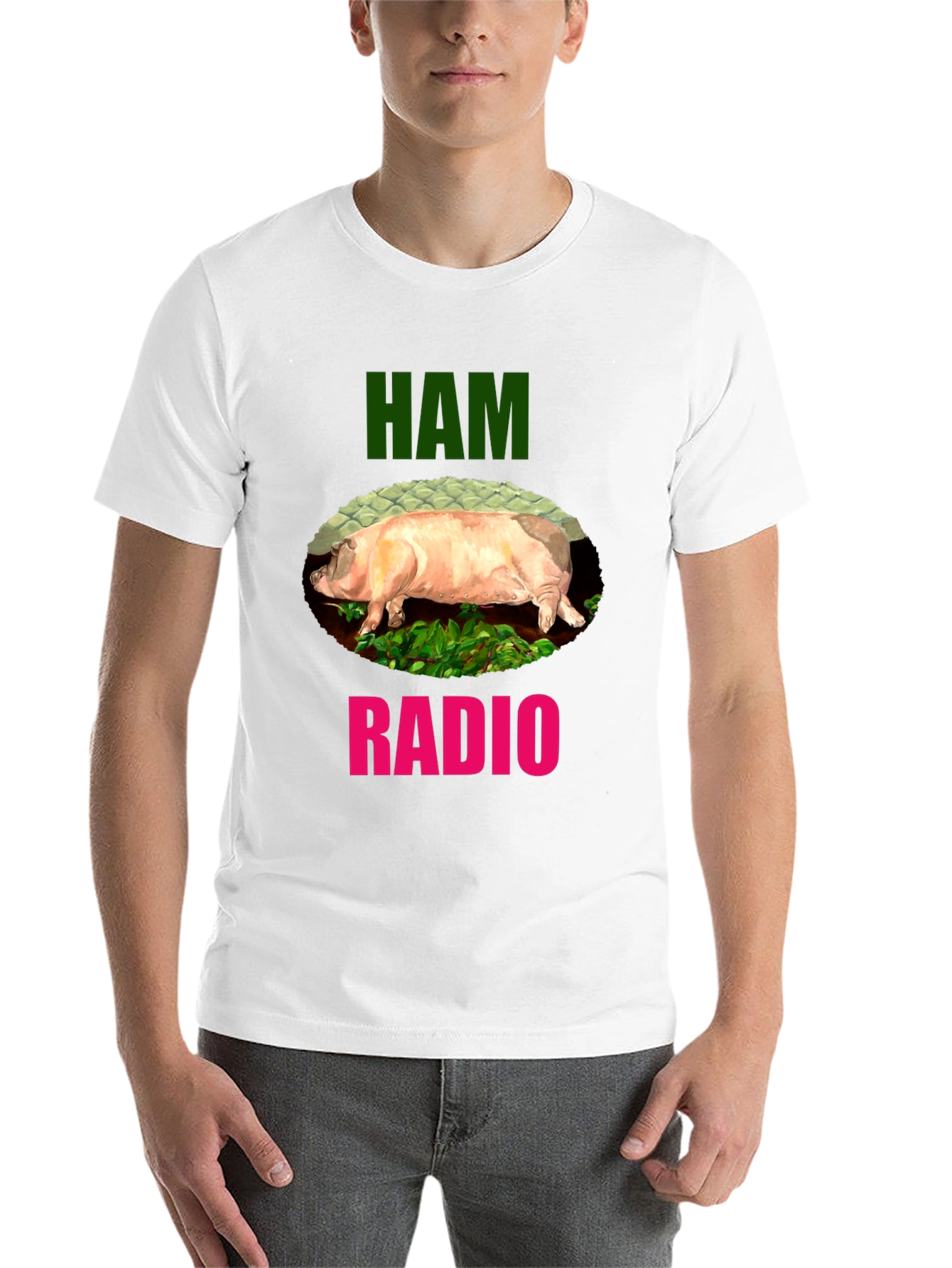 Black Ham Radio Funny Pig T-Shirt view 14