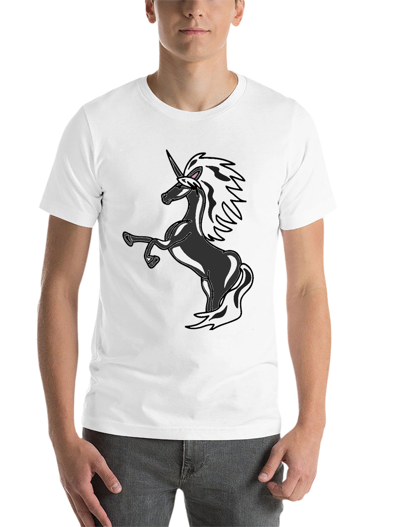 Black Unicorn Graphic Tee - Black Cotton Blend T-Shirt view 14