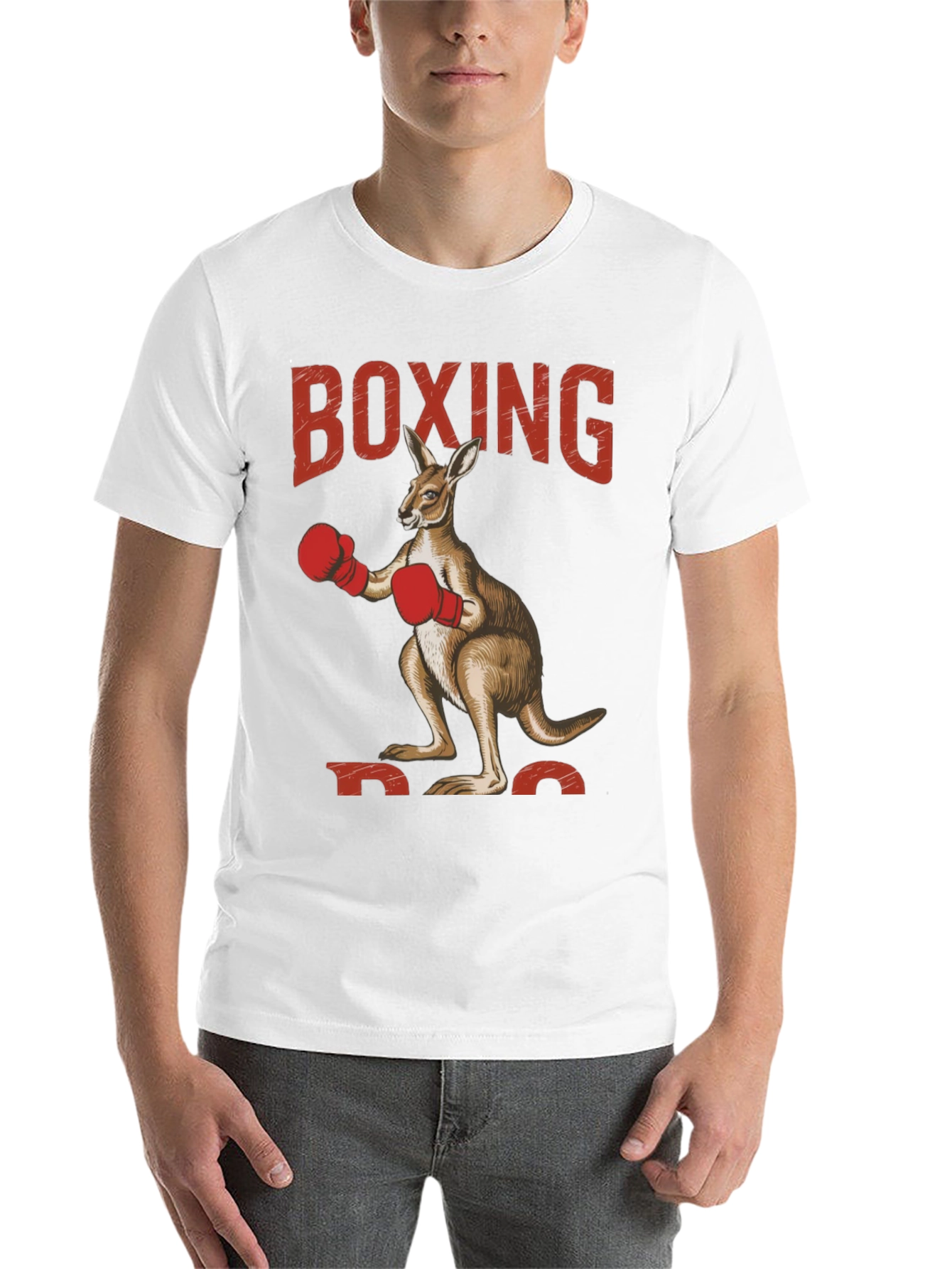 Black Boxing Kangaroo Graphic Tee - Black Cotton view 14