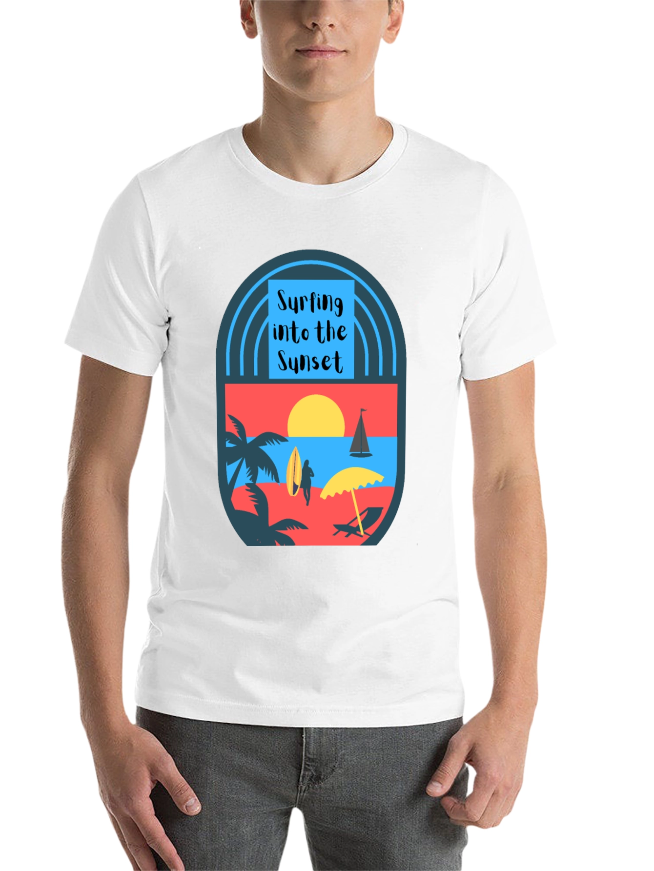 Black Surfing Into the Sunset Graphic Tee view 14