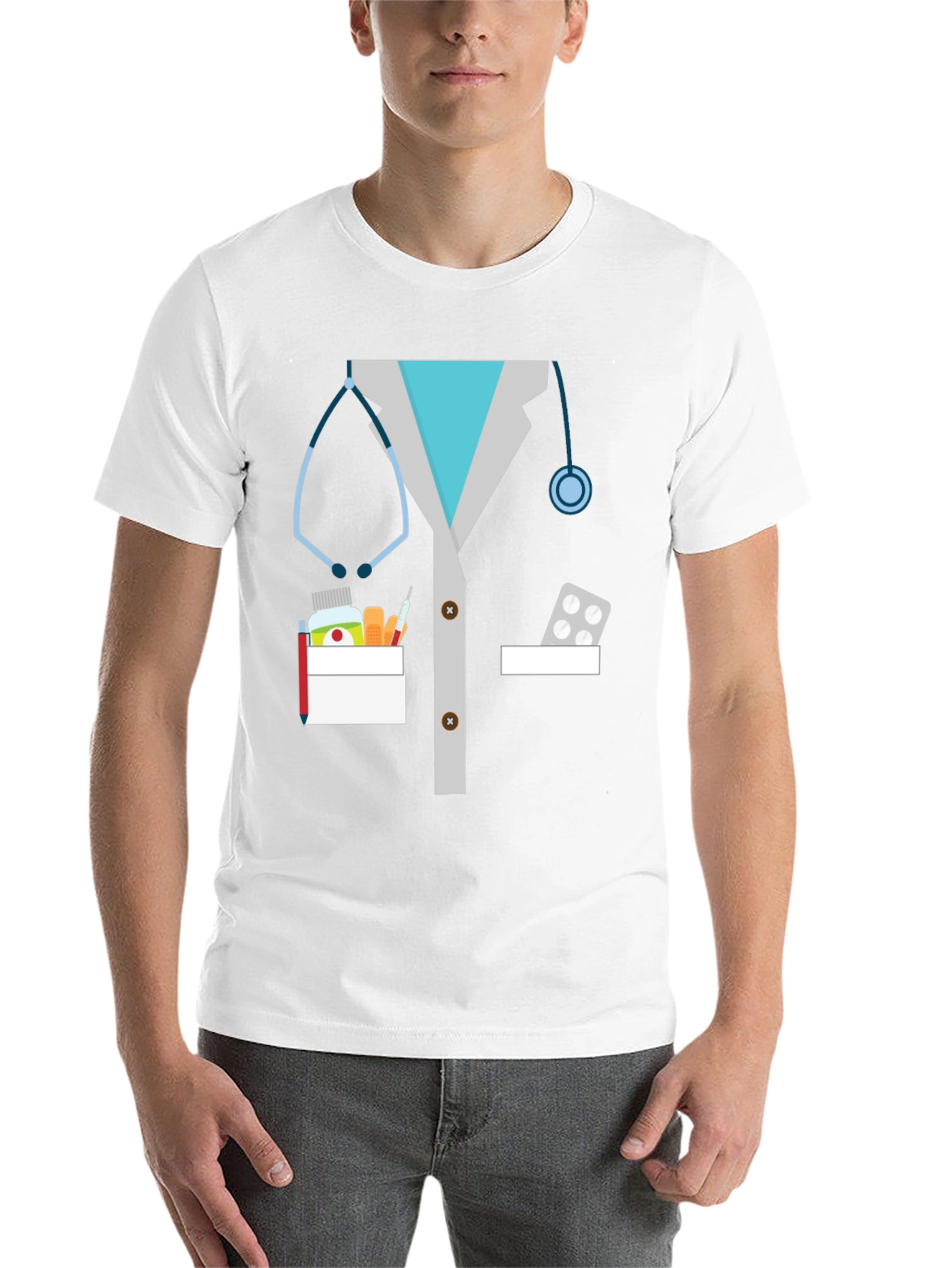 Black Doctor Lab Coat Graphic Novelty T-Shirt view 14