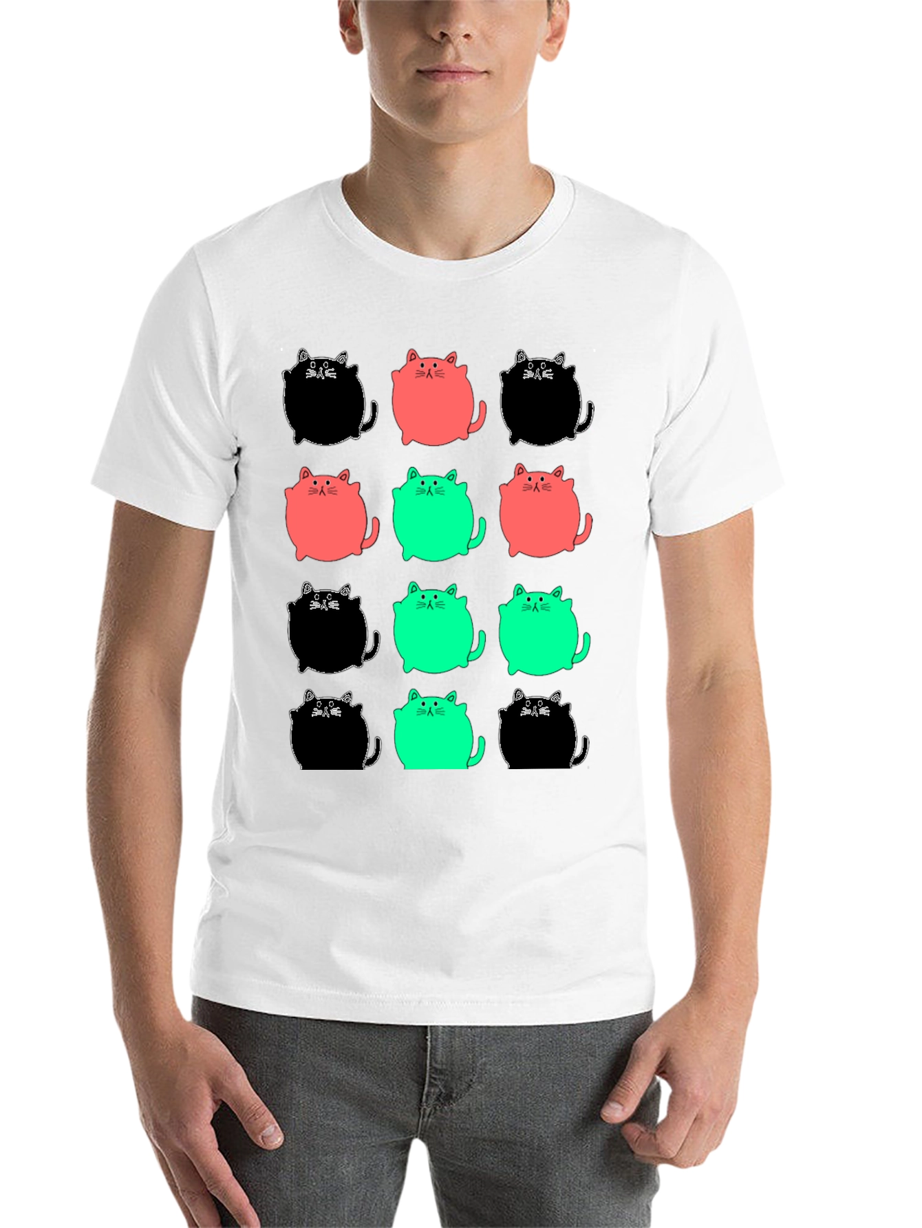 Black Funky Cat Pattern Tee view 14