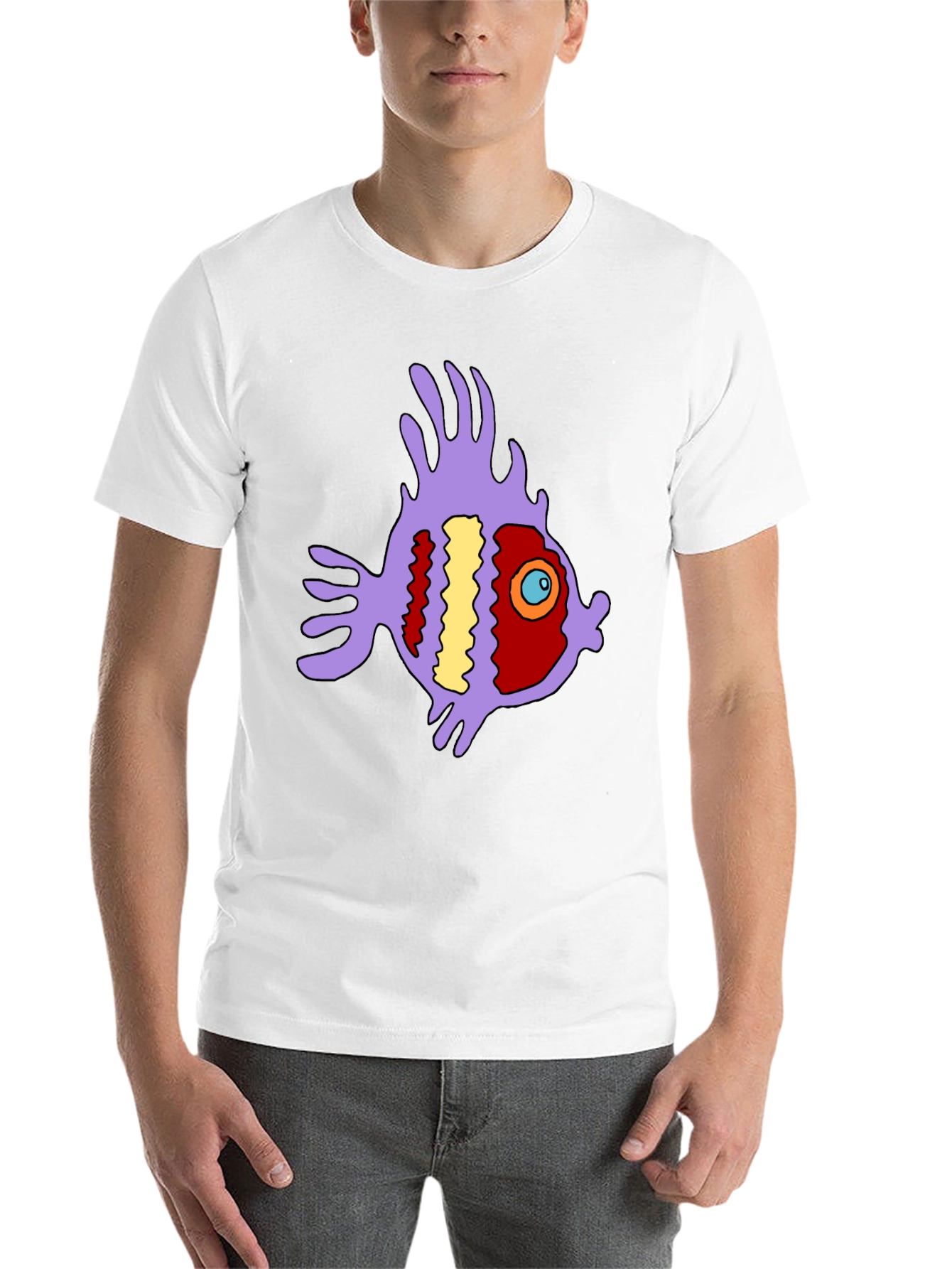 Black Funky Fish Graphic Tee - Black Cotton T-Shirt view 14