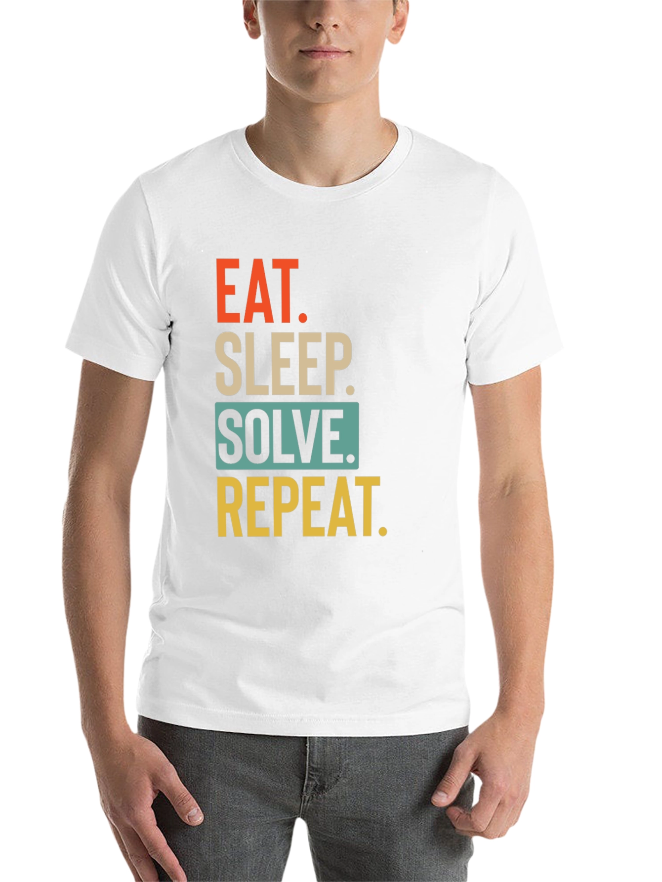 Black Eat Sleep Solve Repeat Black T-Shirt view 14