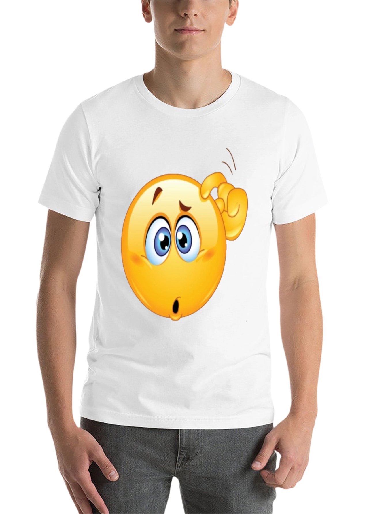 Black Confused Emoji T-Shirt - Black Cotton Tee view 14