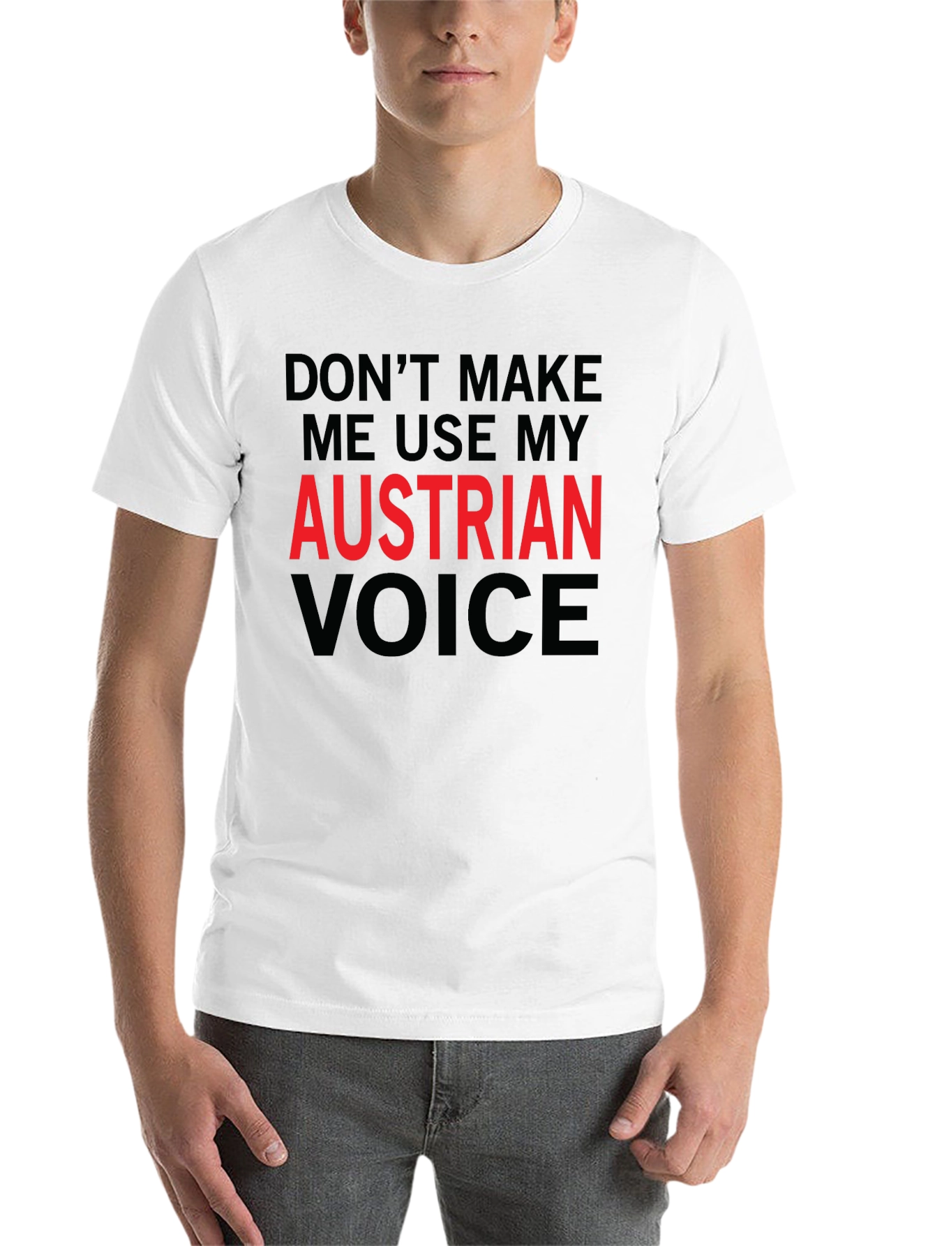 Black Austrian Voice T-Shirt - Funny Novelty Tee view 14