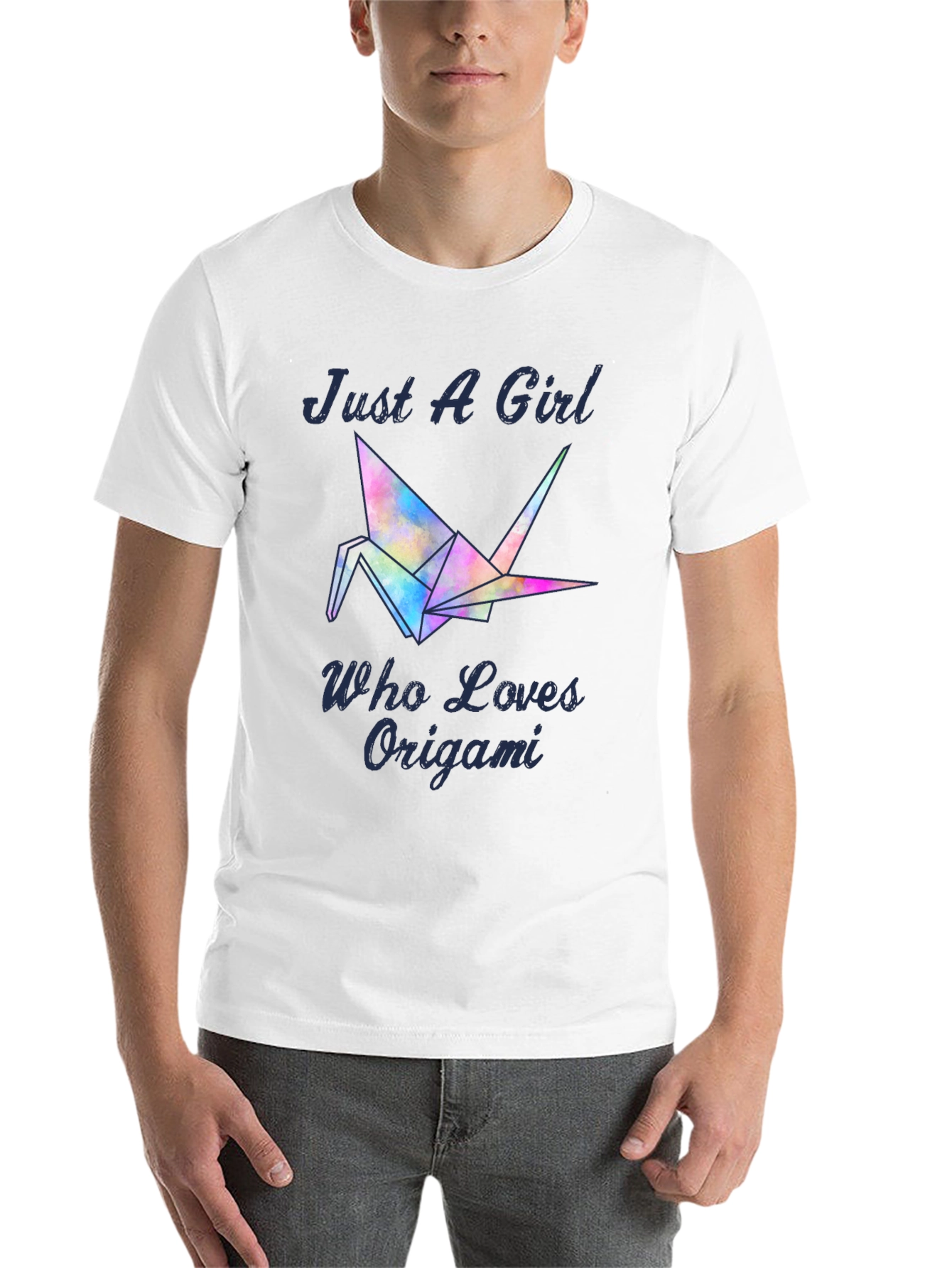 Black Just A Girl Who Loves Origami T-Shirt - Crane Design view 14