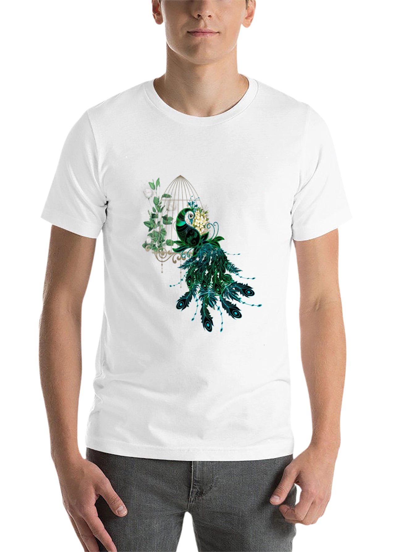 Peacock Cage Graphic T-Shirt - 14