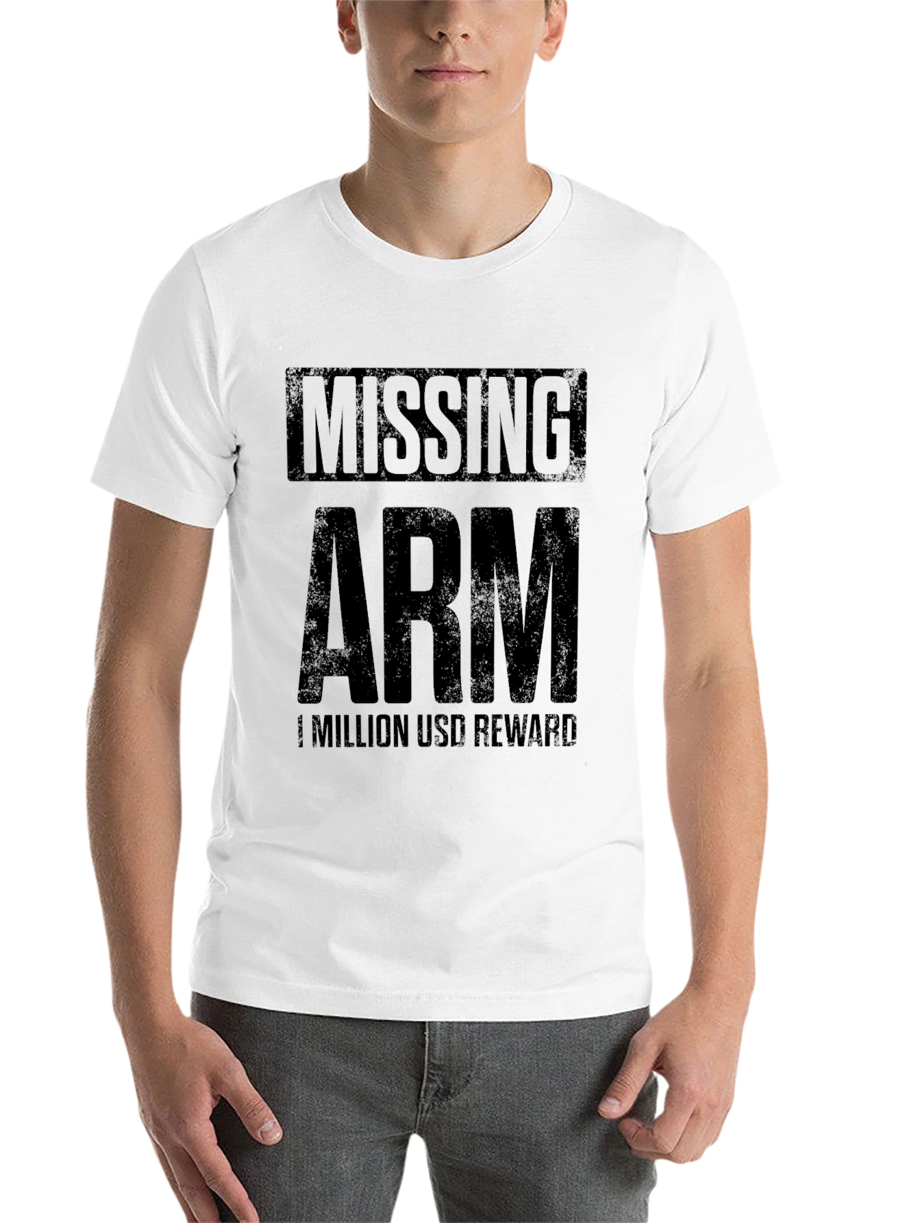 Black Missing Arm Funny Humor T-Shirt view 14