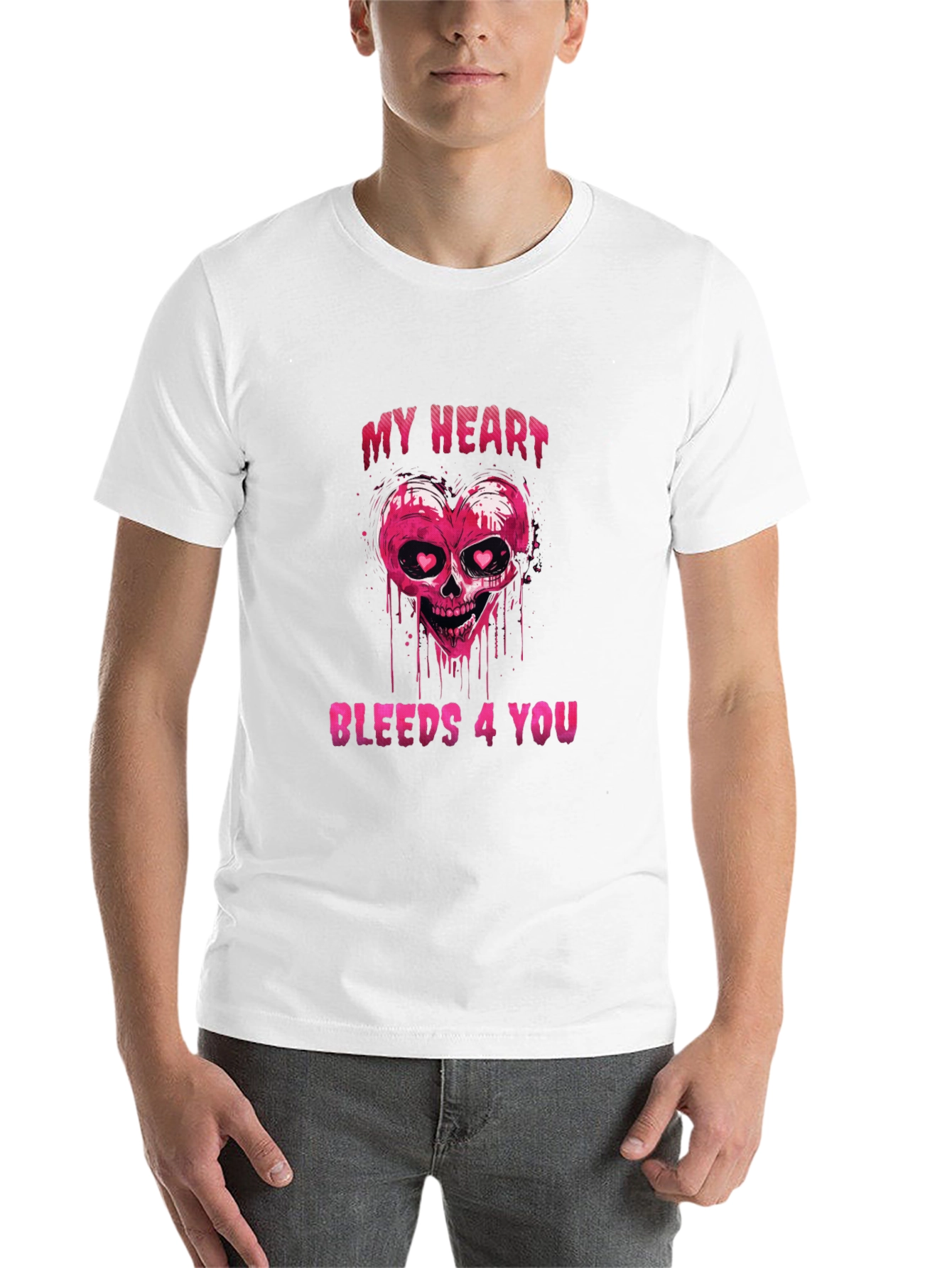 Black Bleeding Heart Skull Graphic Tee - Valentine's Day Shirt view 14