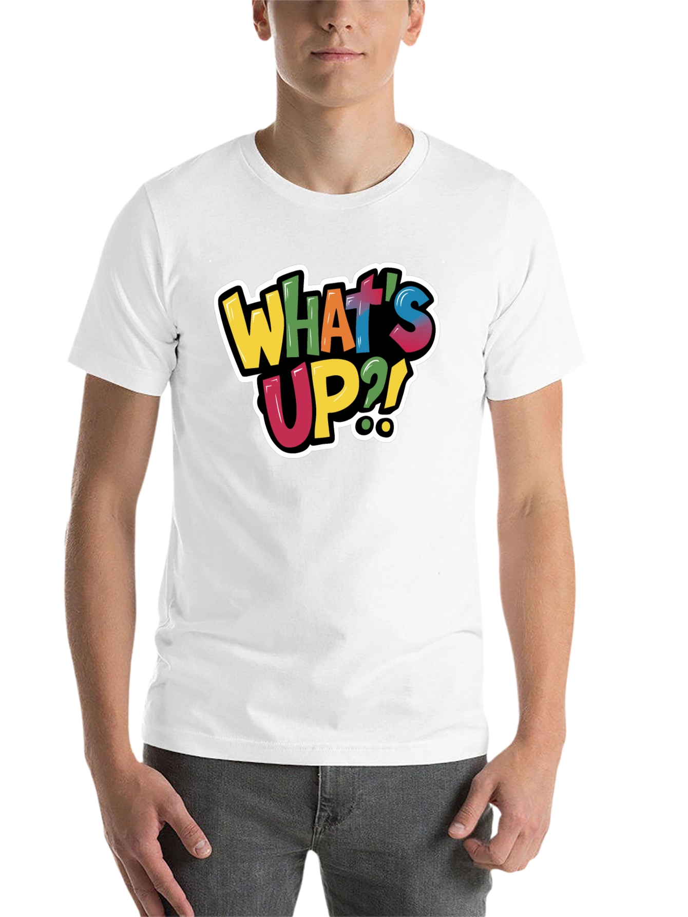 Black What's Up?! Graphic Tee - Trendy Casual Black T-Shirt view 14
