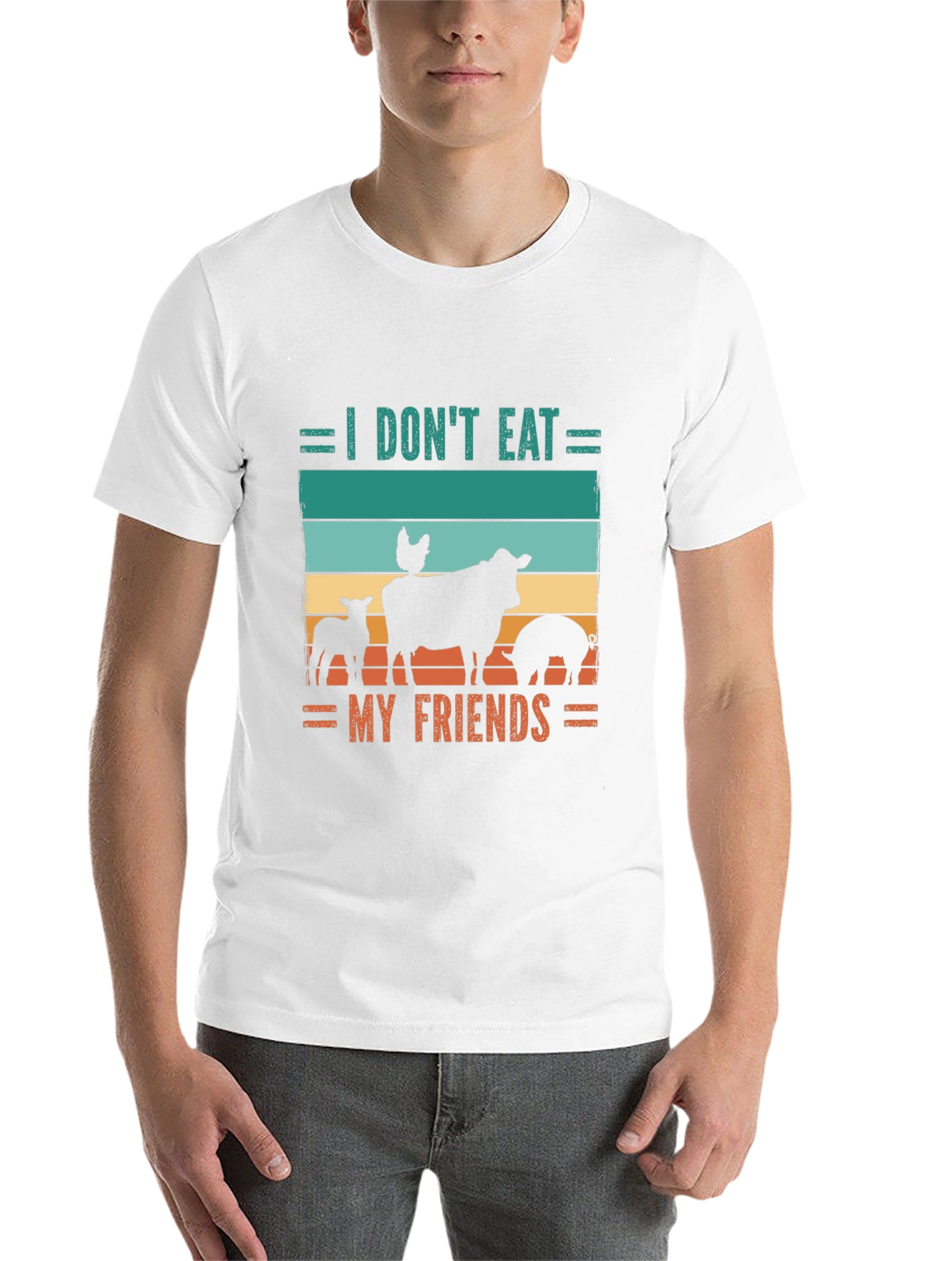 Black Vegan T-Shirt - I Don't Eat My Friends view 14