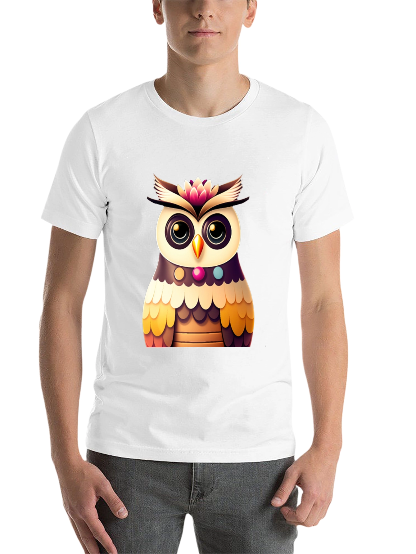 Black Cute Owl Graphic Tee - Black Casual T-Shirt view 14