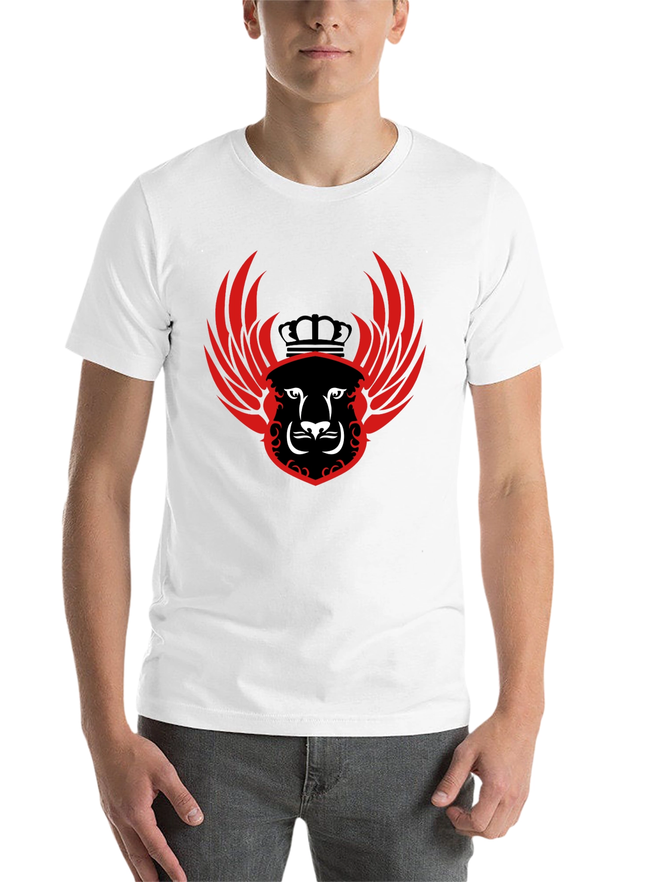 Black Winged Lion Crest Black T-Shirt view 14