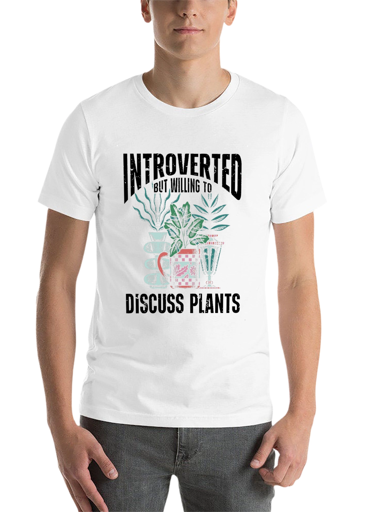 Black Introverted Discuss Plants Graphic T-Shirt view 14