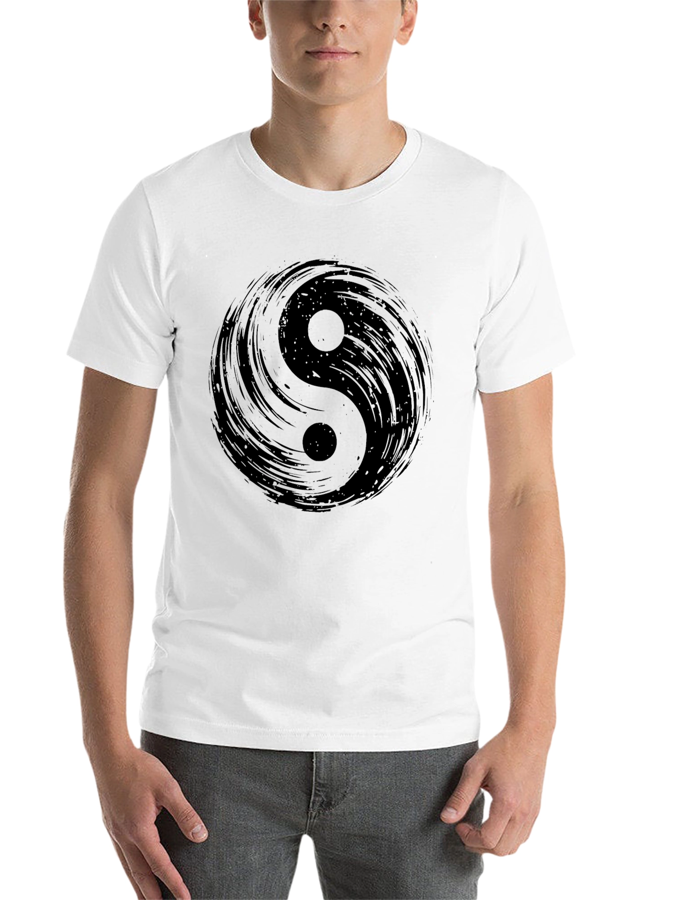 Black Yin Yang Graphic Black T-Shirt view 14