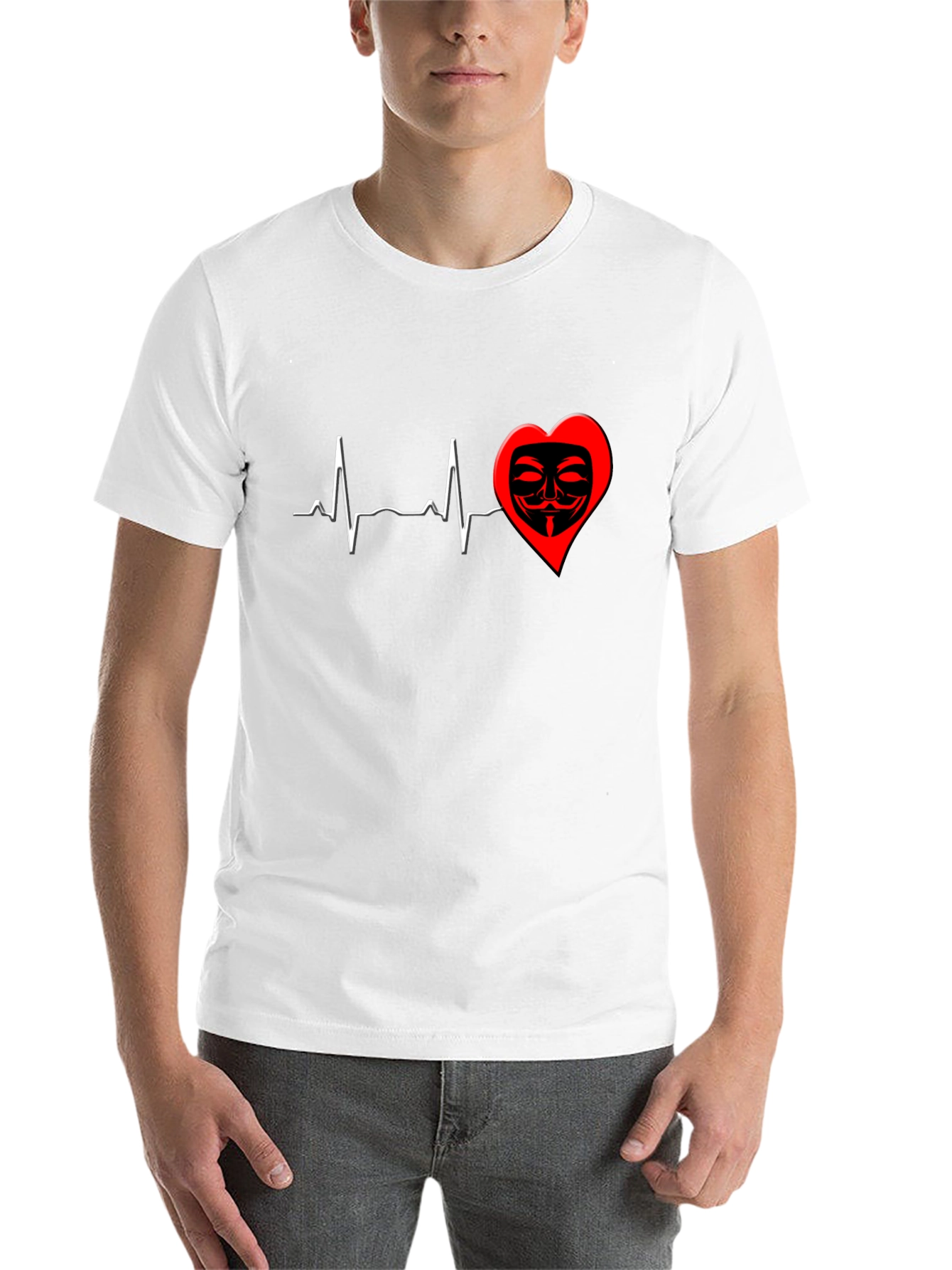 Black Heartbeat Mask Graphic T-Shirt - Black view 14
