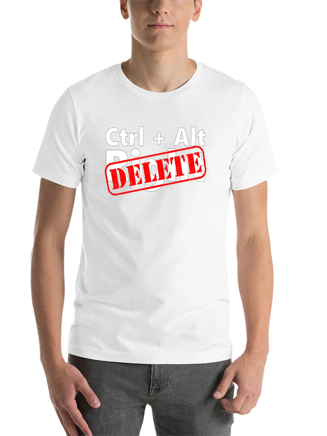 Black Ctrl+Alt Delete Graphic T-Shirt - Black Cotton Blend view 14