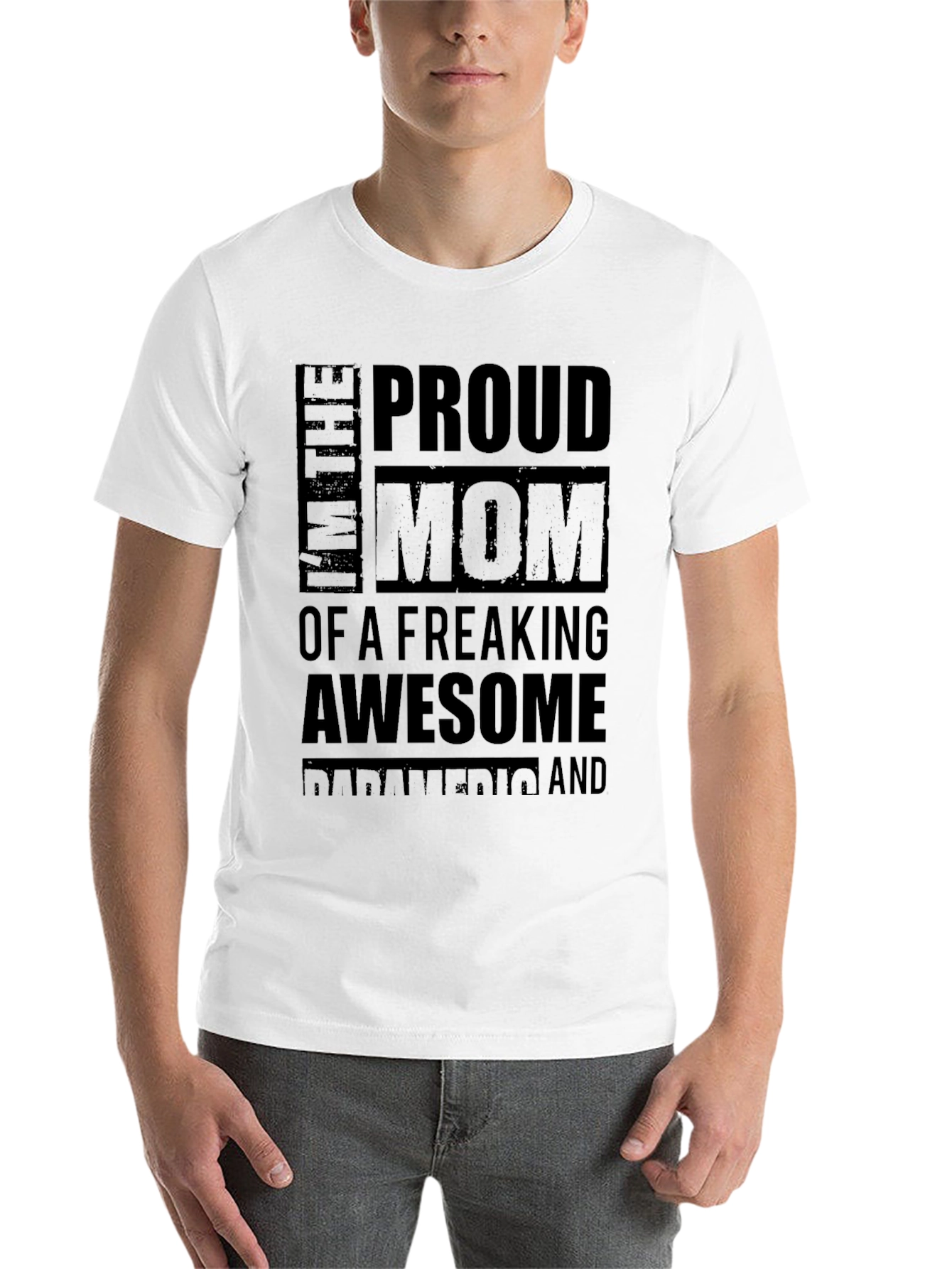 Black Proud Mom of Awesome Paramedic Black T-Shirt view 14