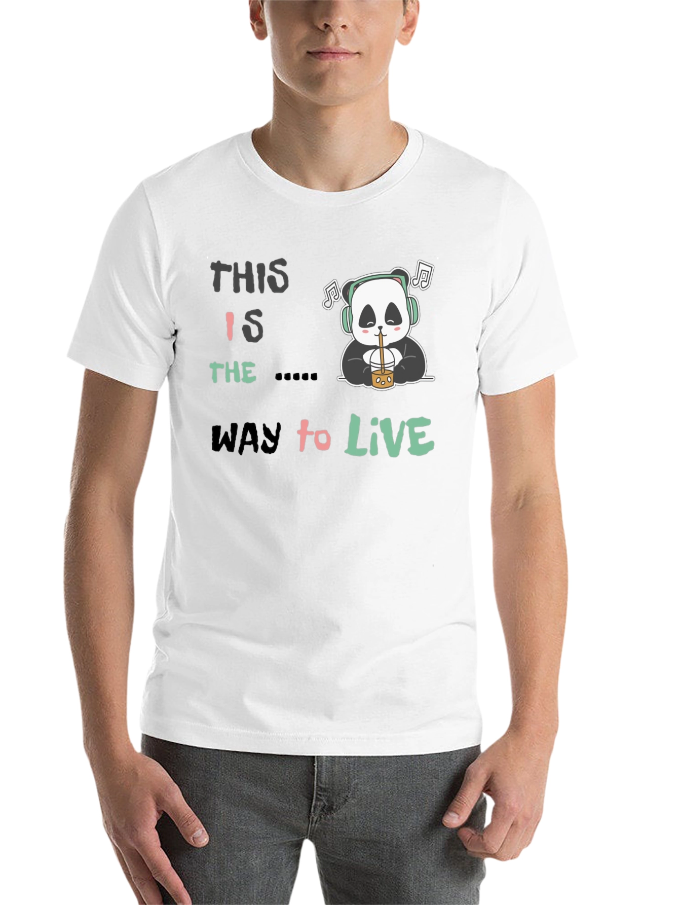 Black This Is The Way to Live Panda T-Shirt view 14