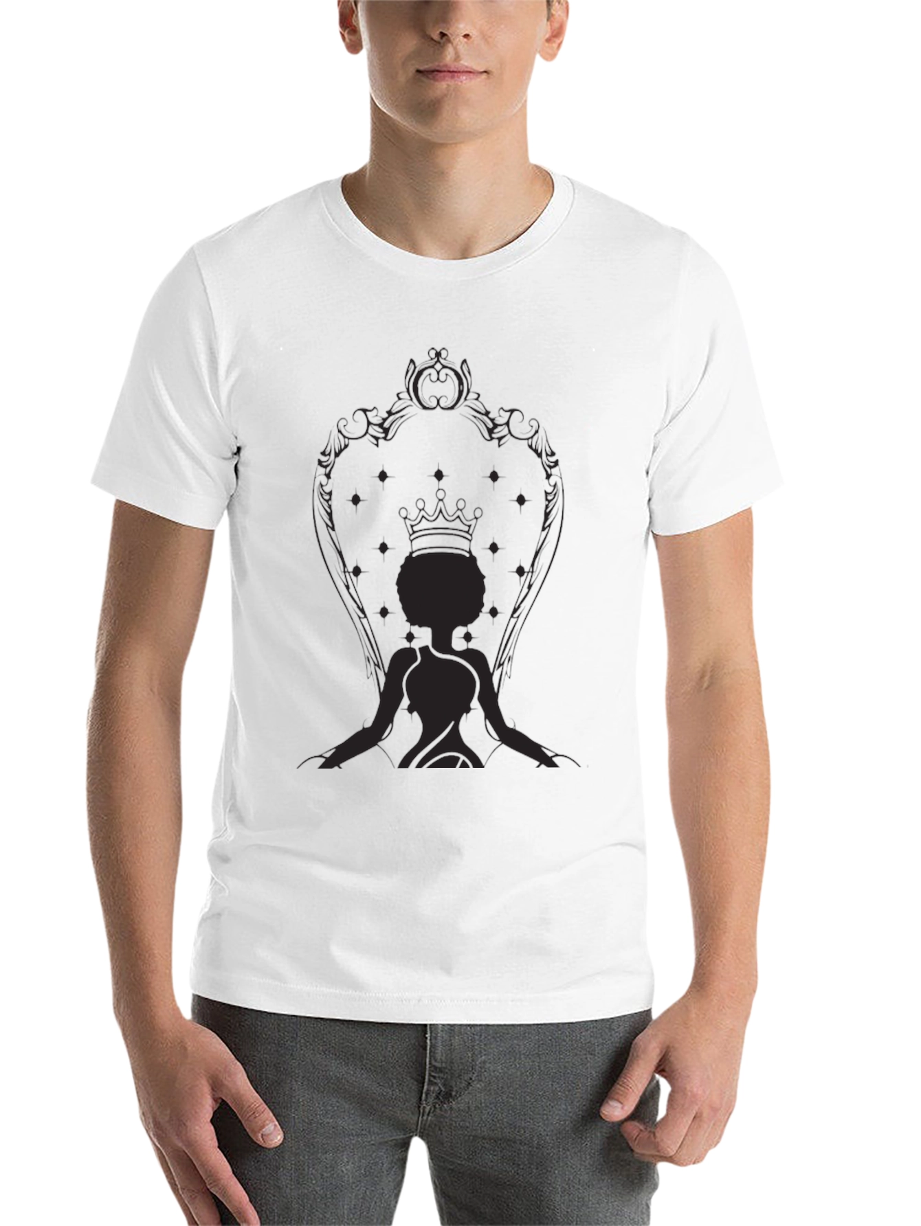 Black Queen on Throne Black Graphic T-Shirt view 14