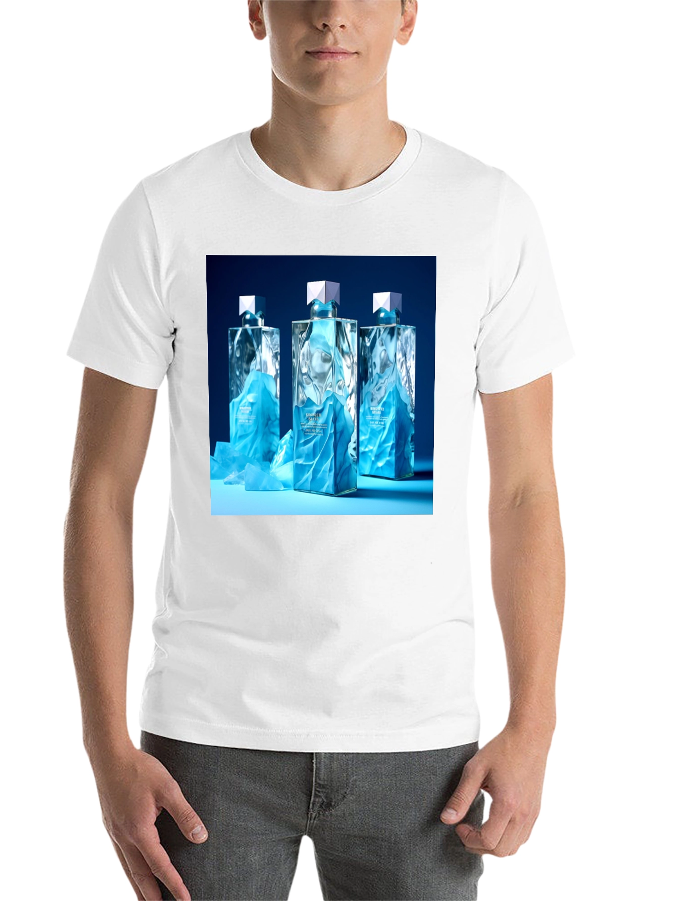 Black Modern Graphic Tee with Designer Perfume Bottles view 14