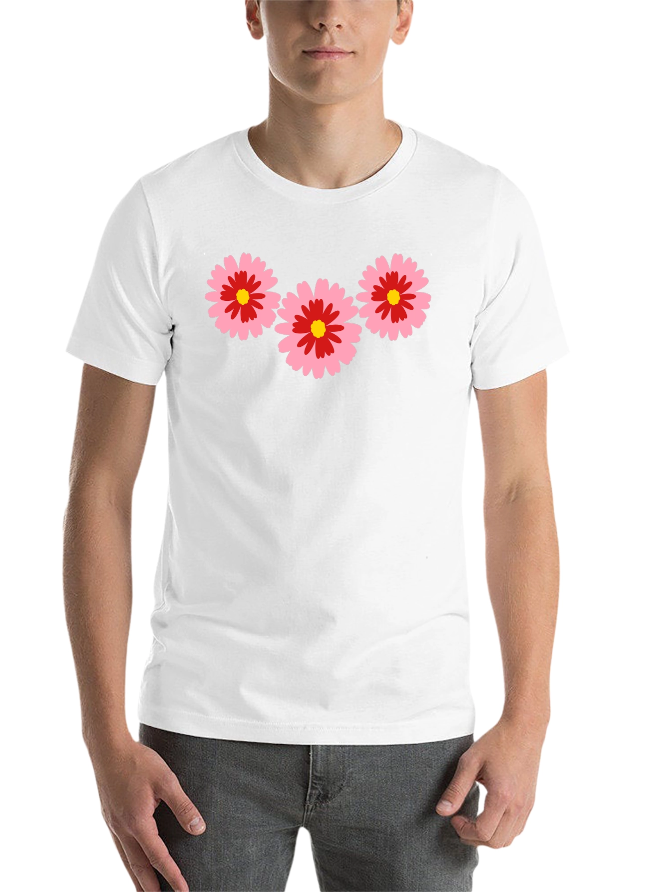 Black Black T-Shirt with Pink Flower Design view 14