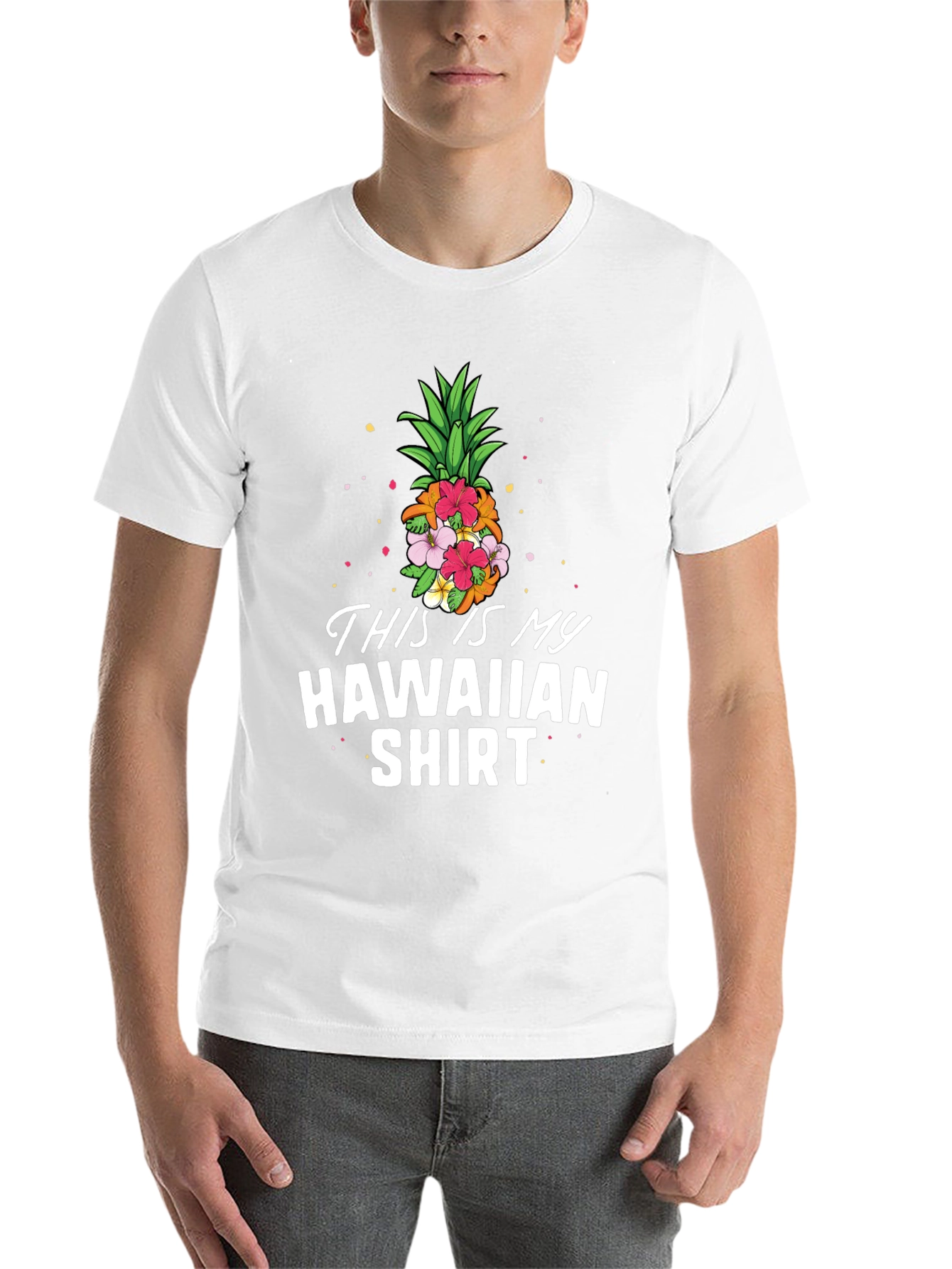 Black This Is My Hawaiian Shirt - Tropical Pineapple Tee view 14