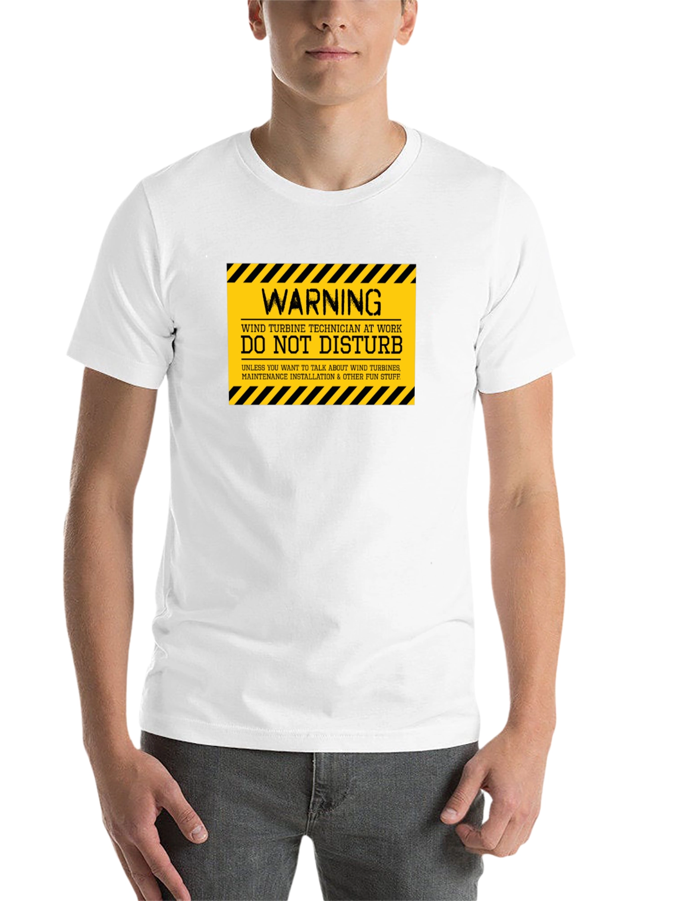 Black Wind Turbine Technician Warning T-Shirt view 14
