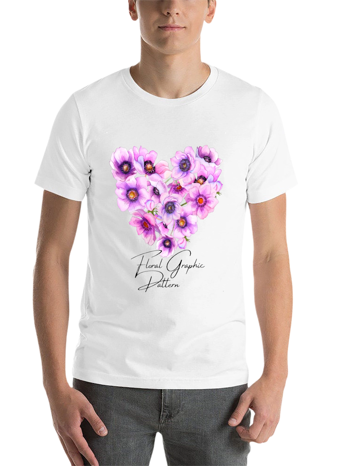 Black Floral Heart Graphic Black T-Shirt view 14
