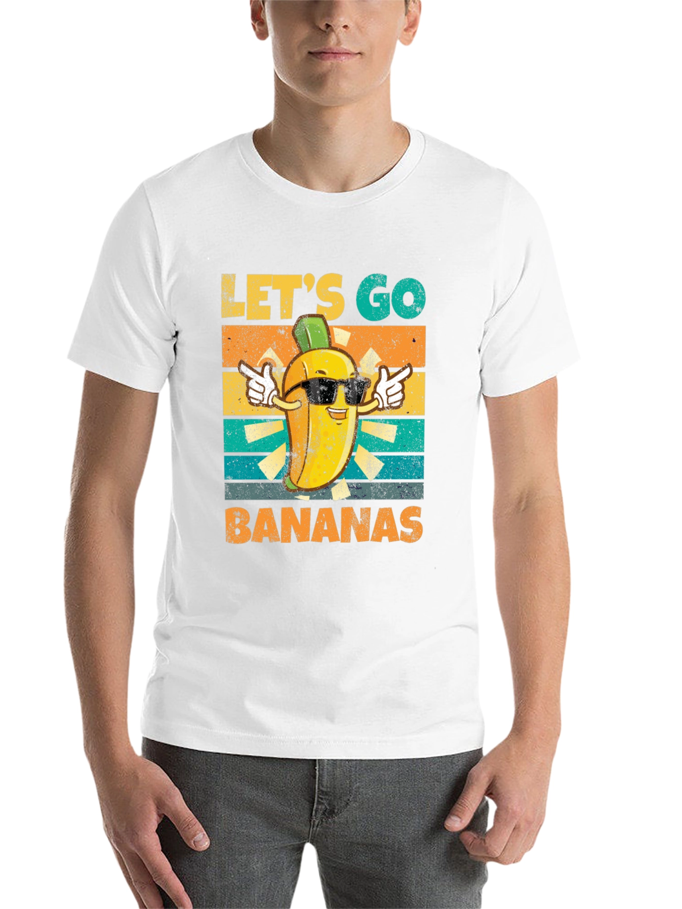 Black Let's Go Bananas T-Shirt, Funny Fruit Design view 14