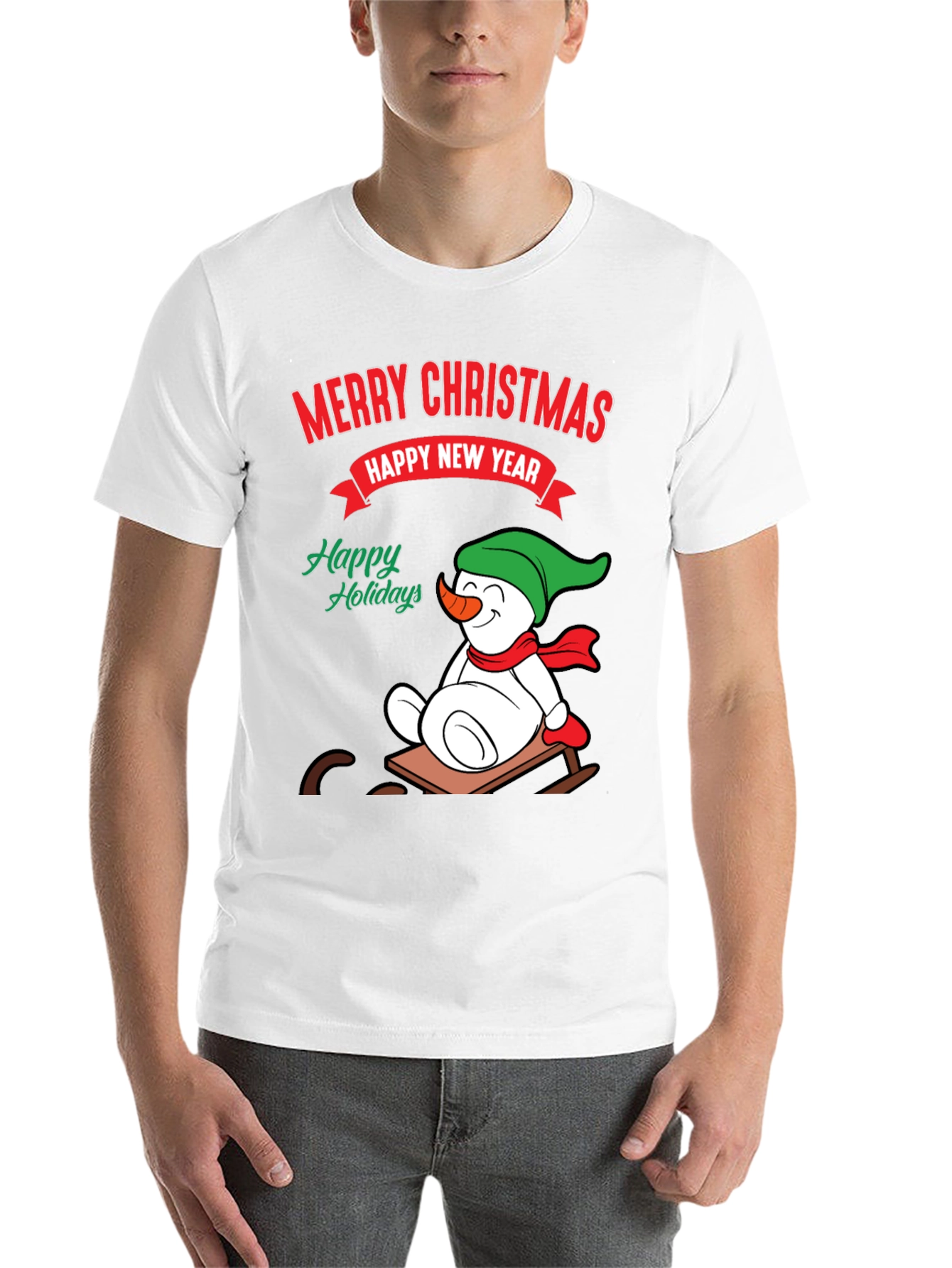 Black Festive Holiday T-Shirt: Merry Christmas & Happy New Year view 14