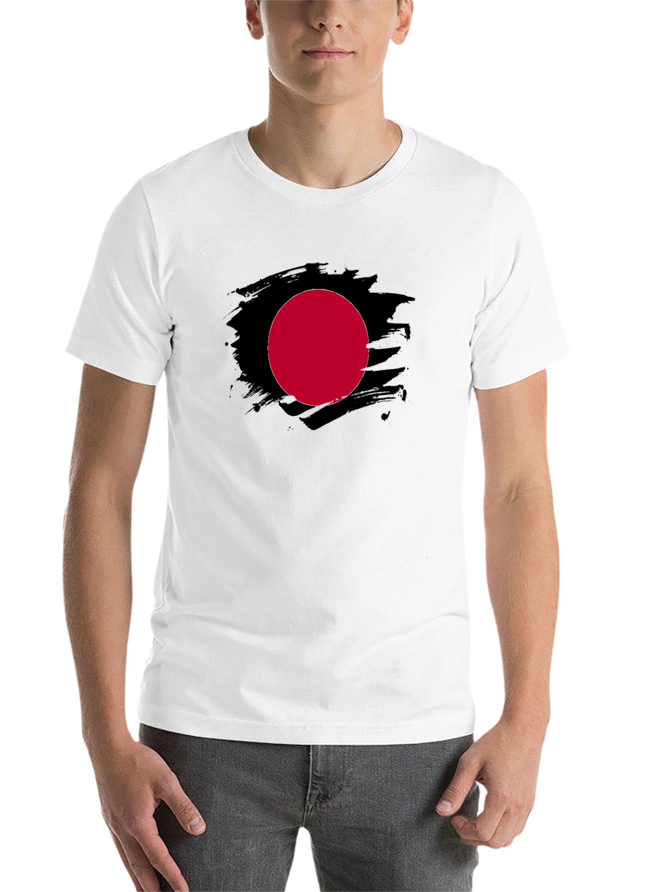 Black Black T-Shirt with Red Circle Design view 14