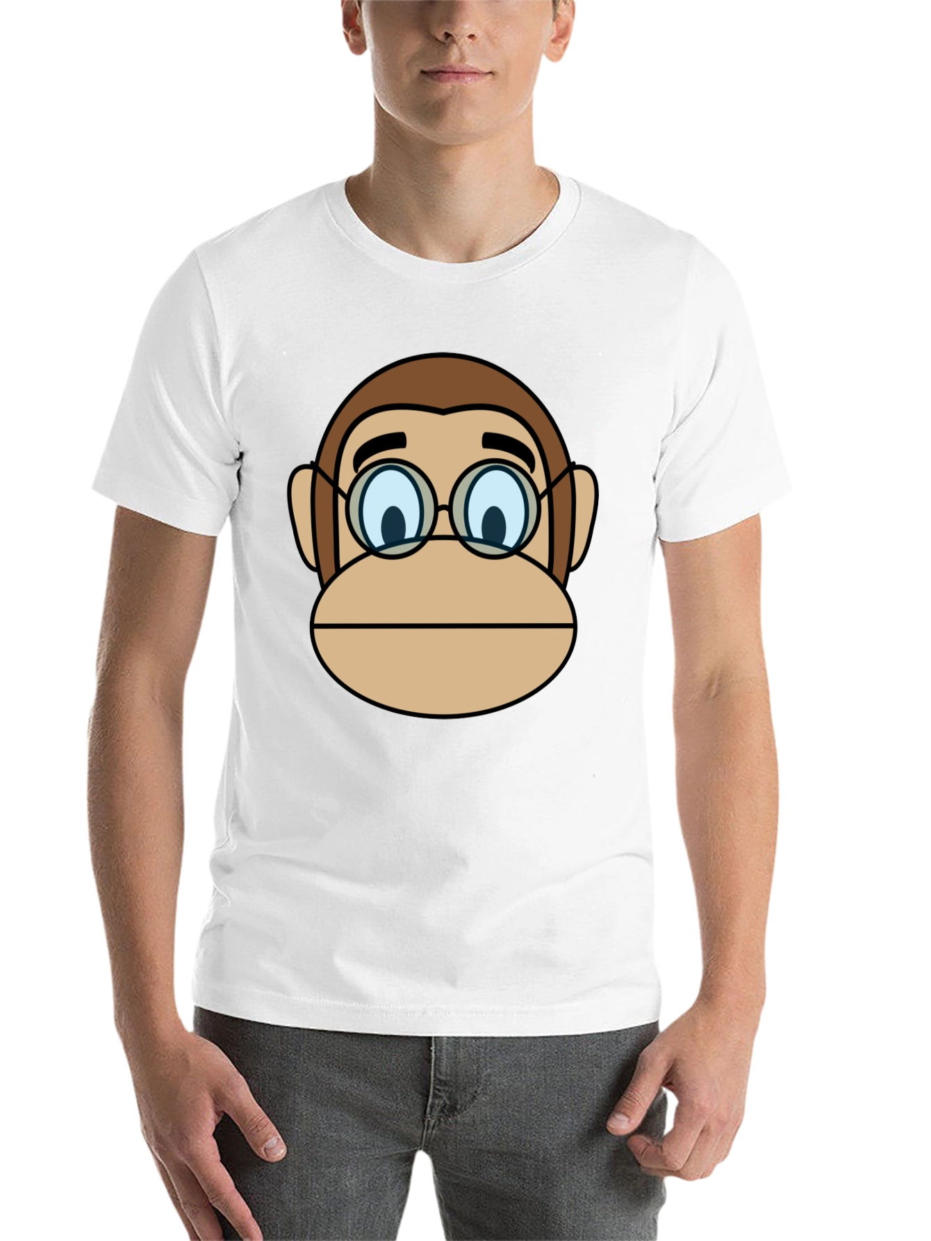 Black Funny Monkey Face T-Shirt with Glasses view 14