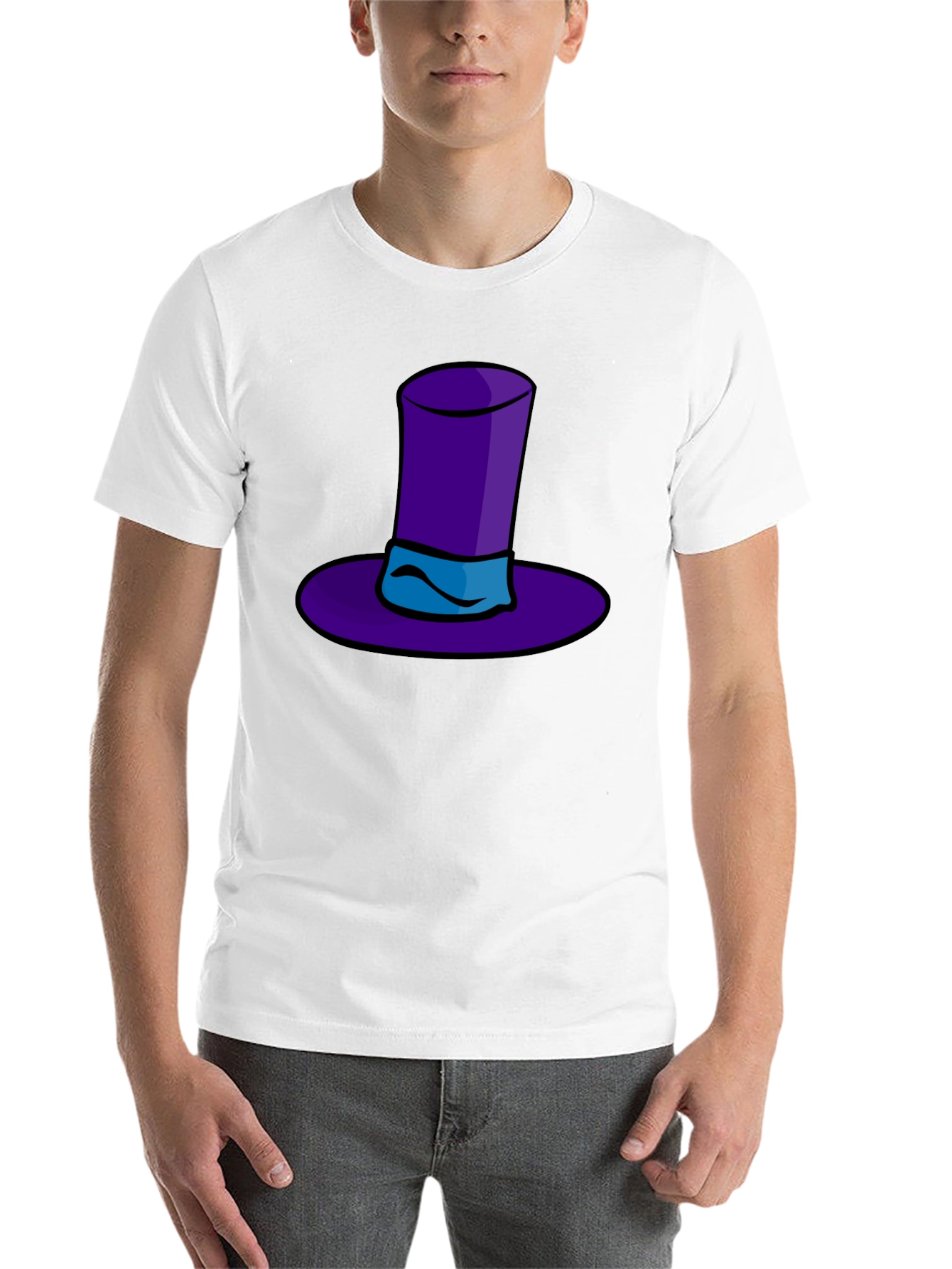 Whimsical Purple Hat Graphic Tee - Quirky Style - 14