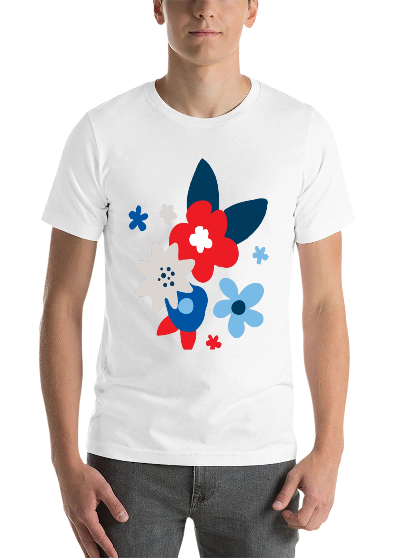 Black Floral Print Black T-Shirt for Men view 14