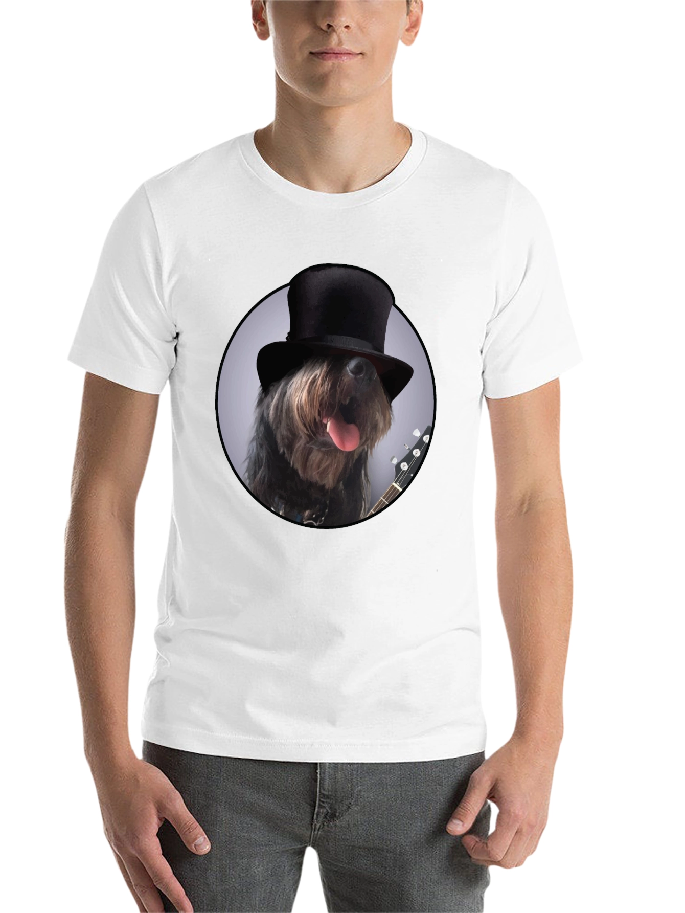 Black Dog in Top Hat Graphic T-Shirt view 14