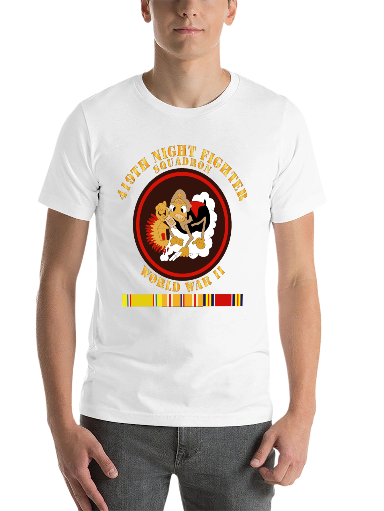 Black 419th Night Fighter Squadron WWII T-Shirt view 14
