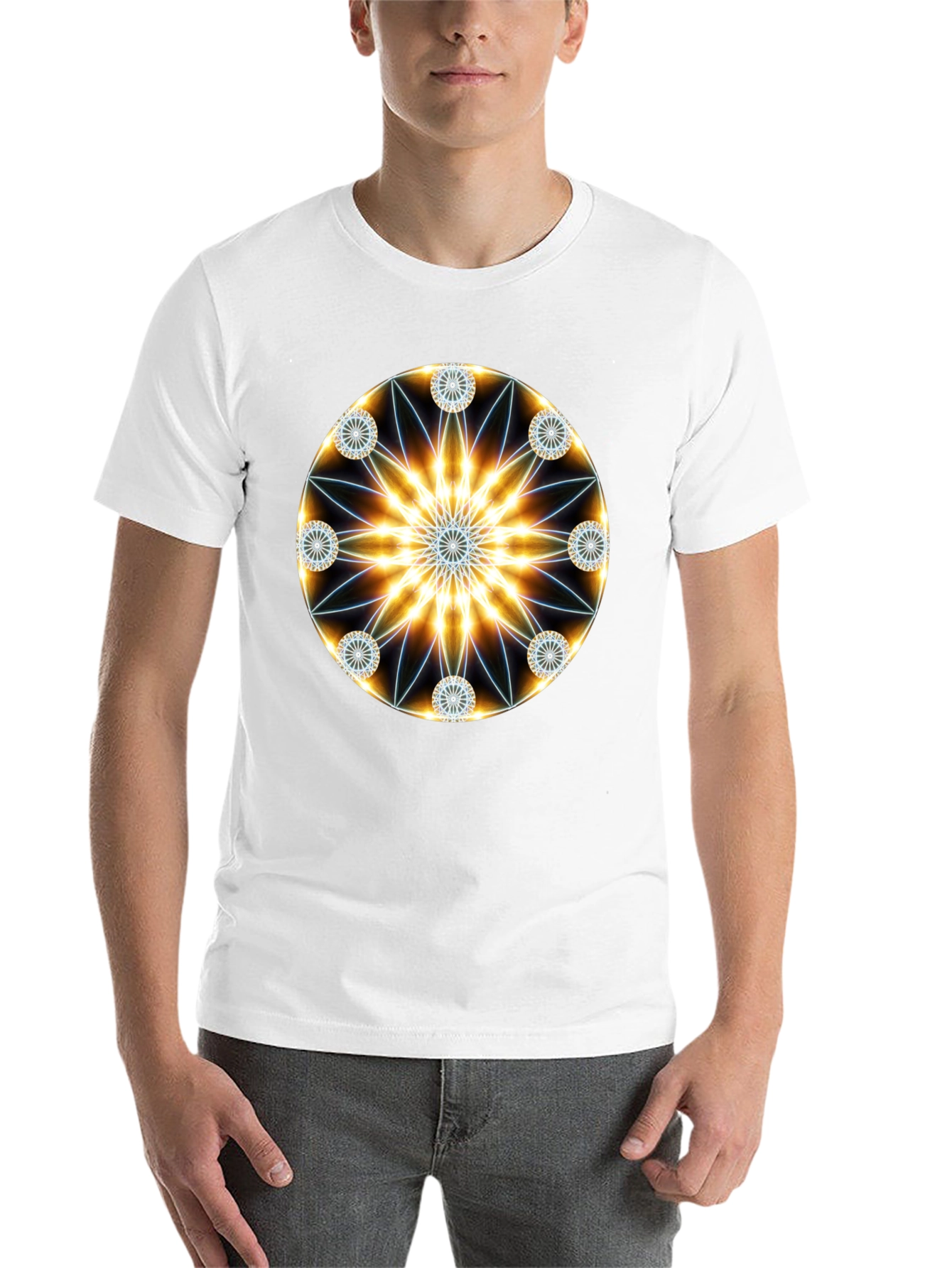 Black Geometric Mandala Black T-Shirt view 14