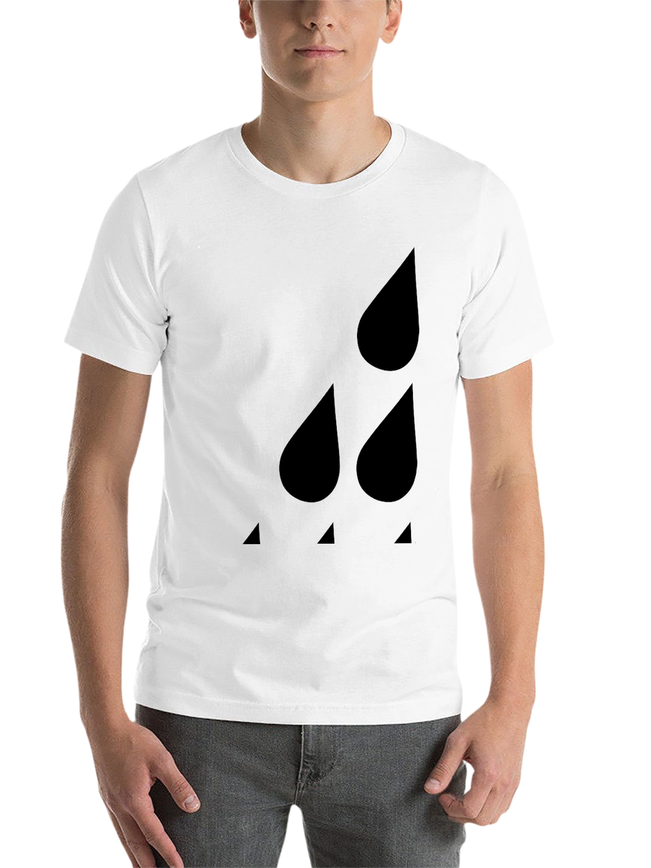 Black Modern Minimalist Raindrop T-Shirt view 14