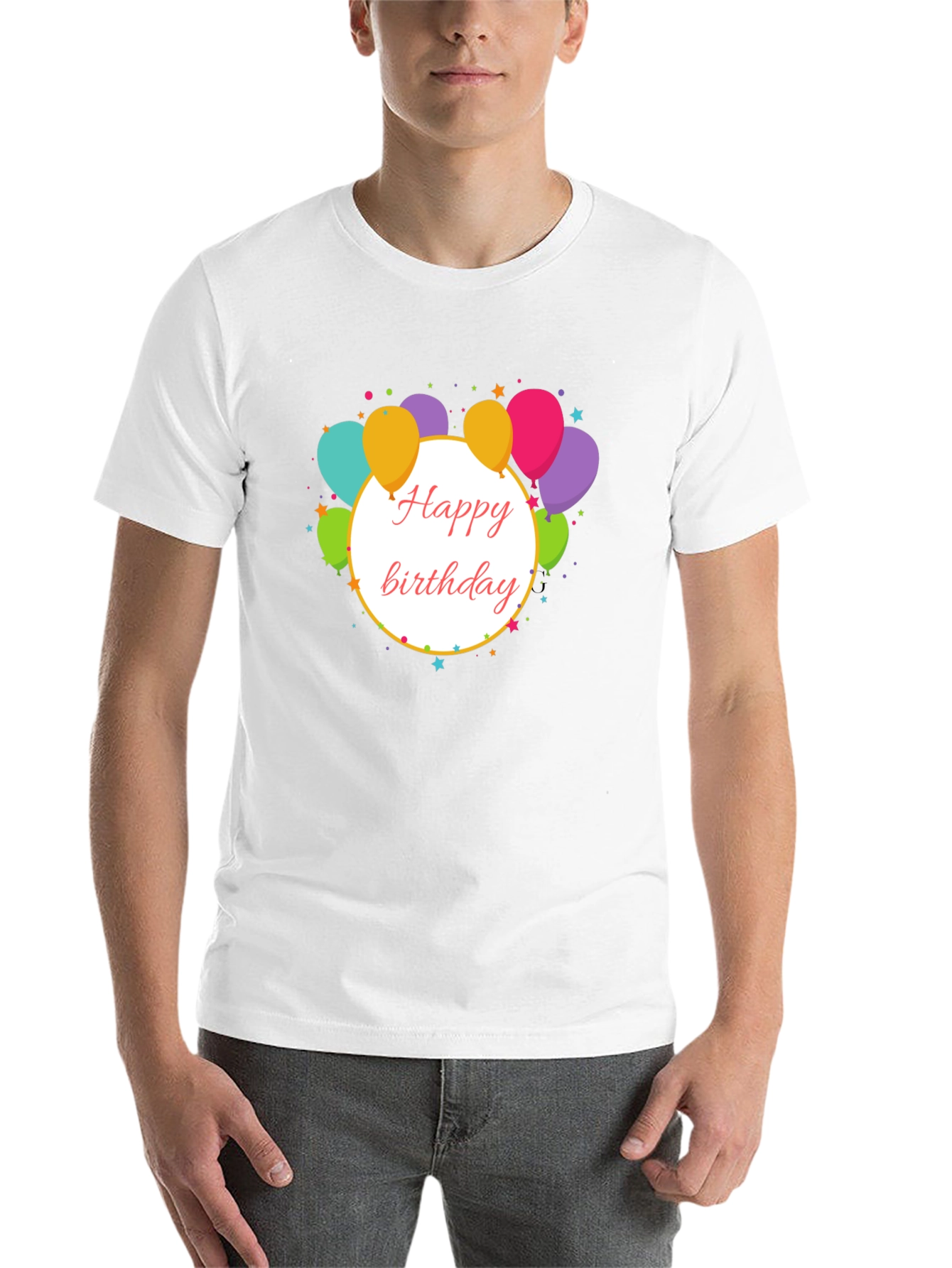 Black Happy Birthday Balloon Graphic Tee view 14