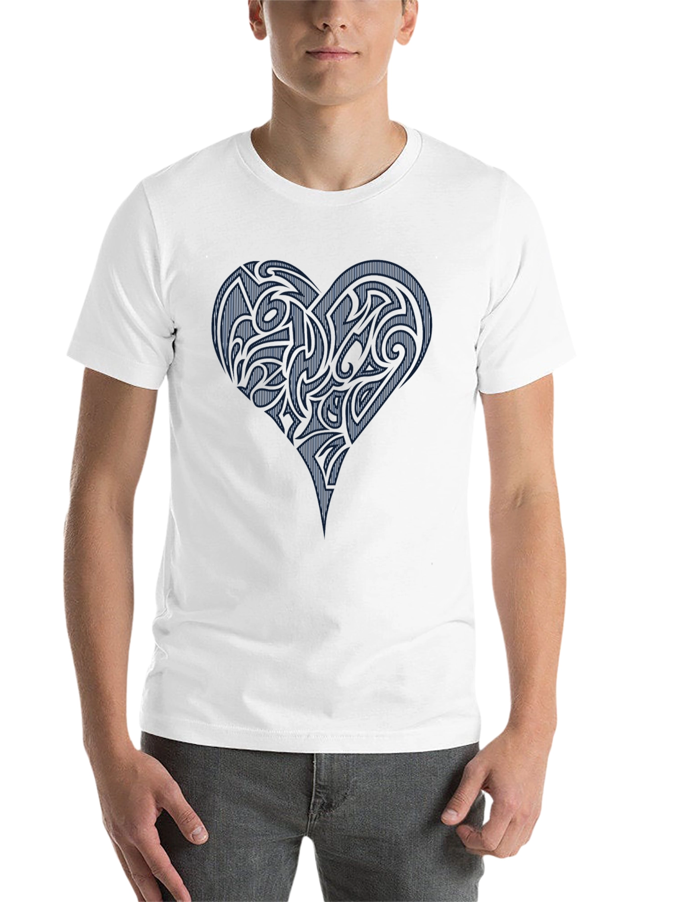 Black Tribal Heart Graphic Black T-Shirt view 14