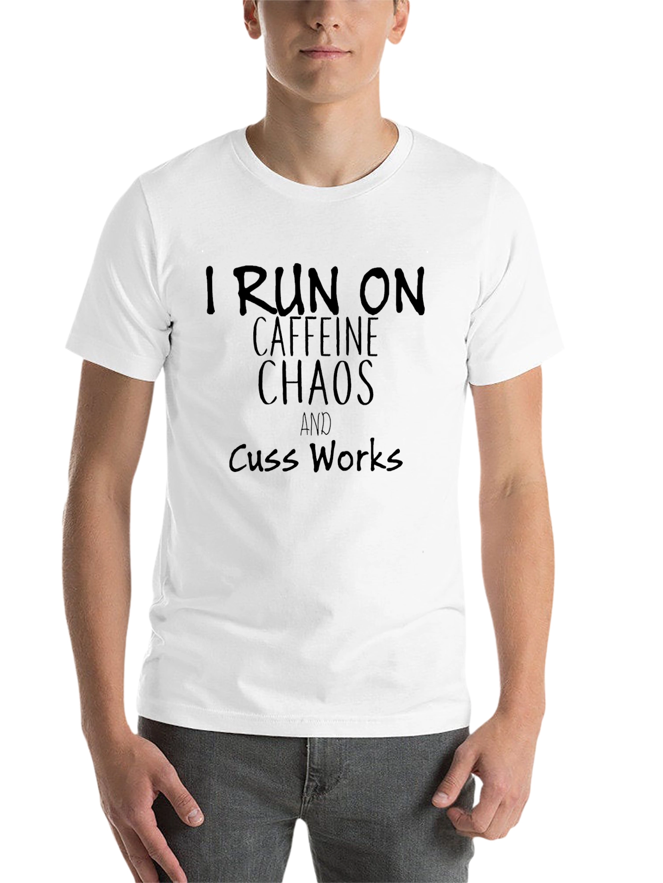 Black I Run On Caffeine Chaos And Cuss Works T-Shirt view 14