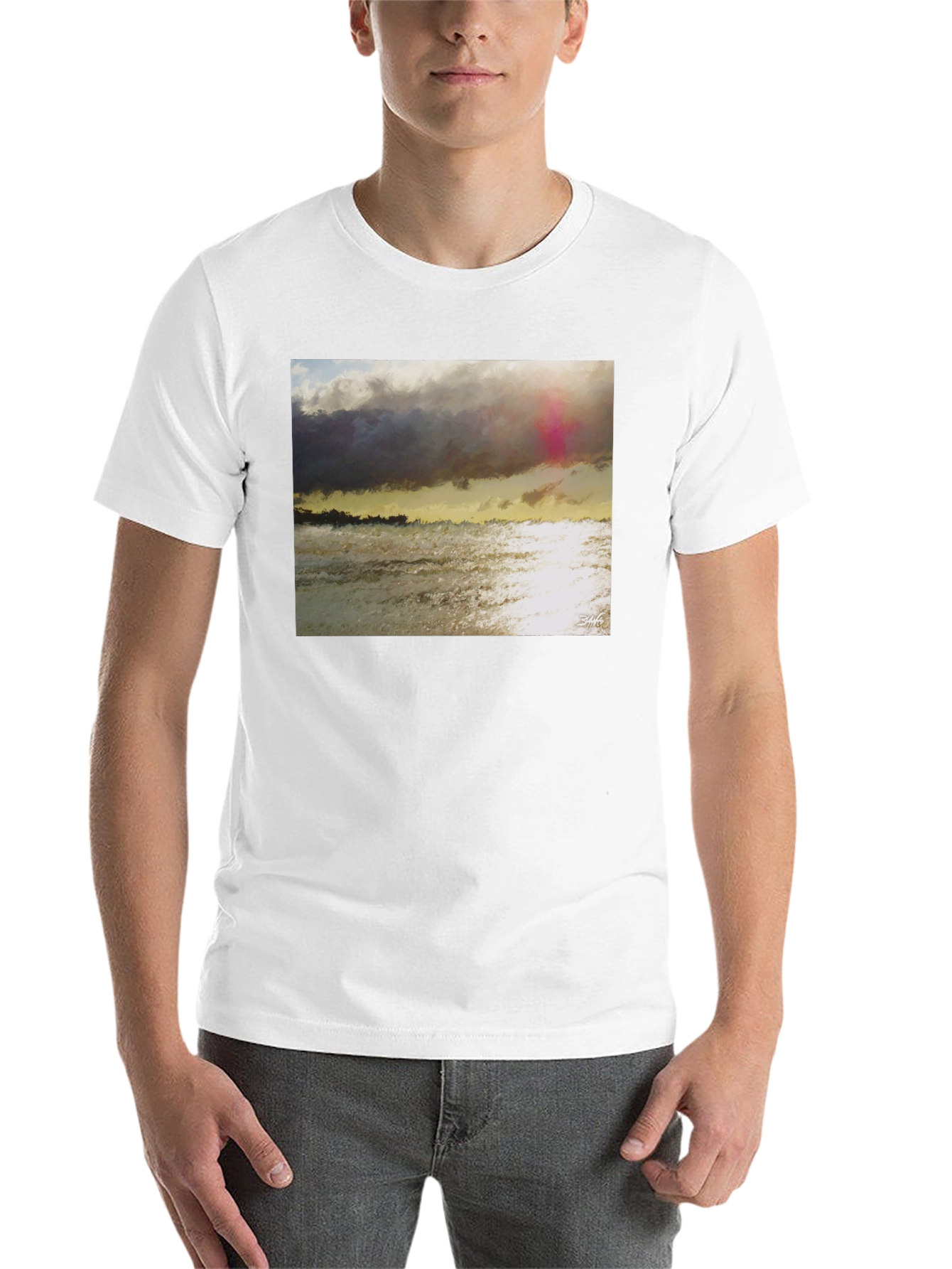 Black Ocean Sunset Graphic T-Shirt - Soft Cotton Blend view 14