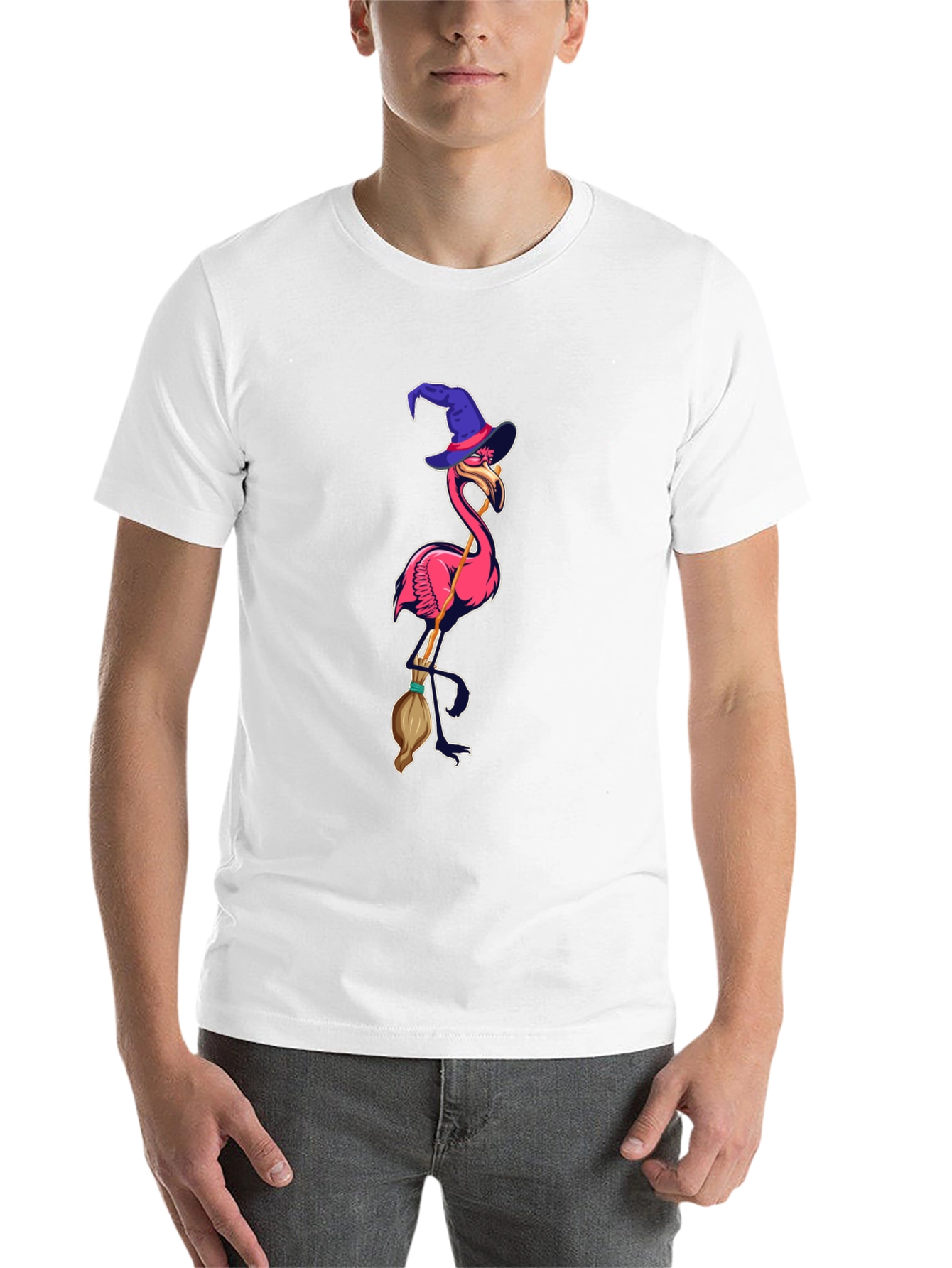 Black Witch Flamingo Graphic Tee - Black Cotton T-Shirt view 14