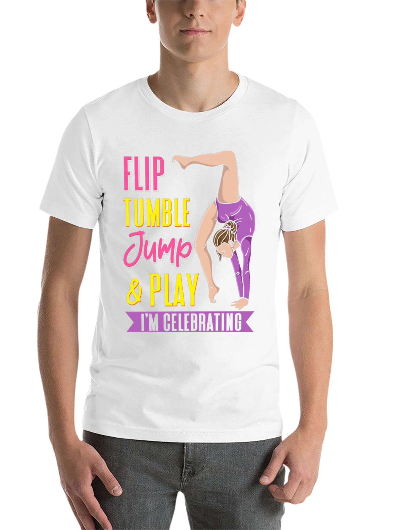 Black Gymnastics T-Shirt - Flip, Tumble, Jump & Play Tee view 14