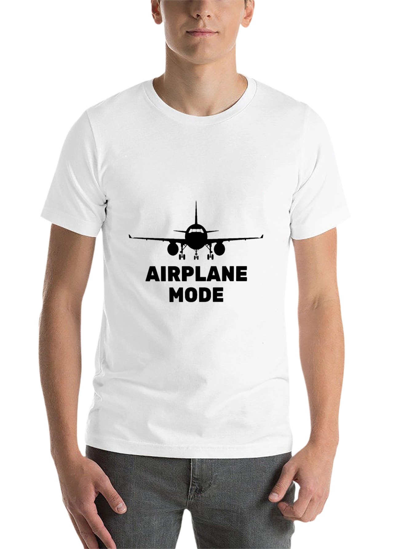 Black Airplane Mode Graphic Tee - Black Cotton T-Shirt view 14