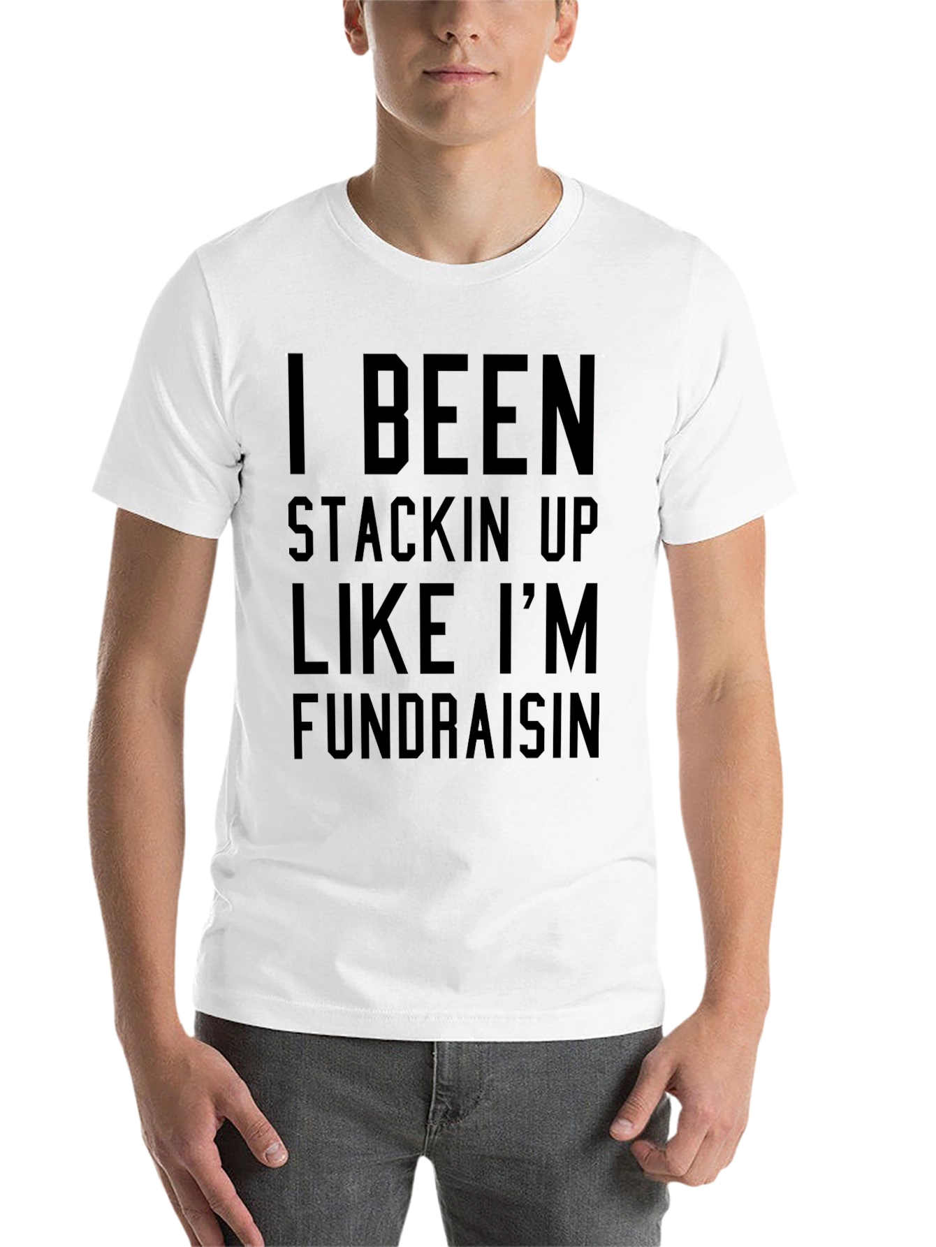 Black Stackin' Up Fundraising Men's Black T-Shirt view 14