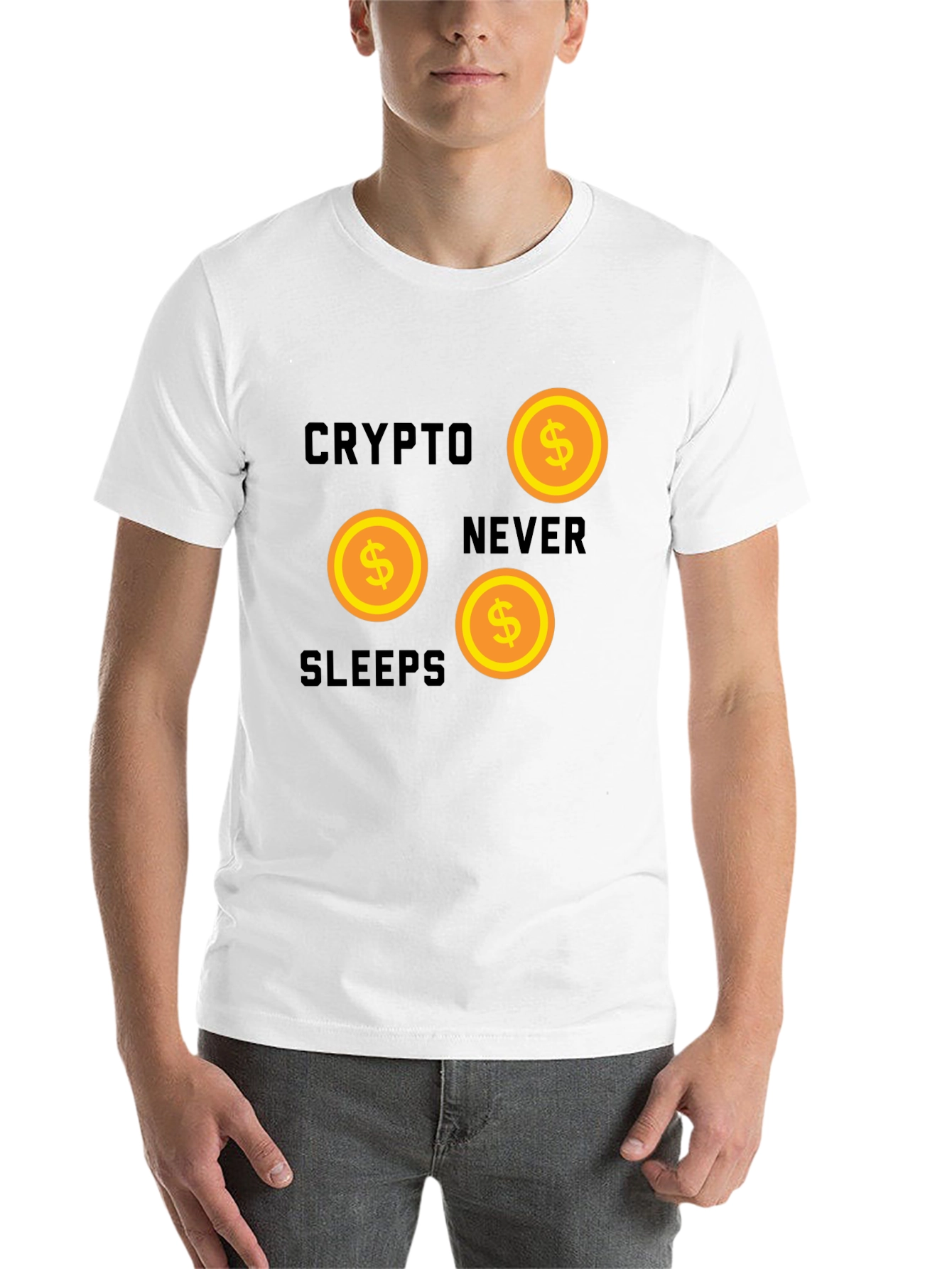 Black Crypto Never Sleeps Graphic Tee view 14